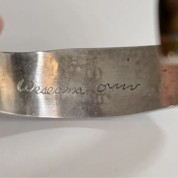 Vintage Native American Phillip Sekaquaptewa Hopi Indian Cuff Bracelet‎ Blue - Image 5