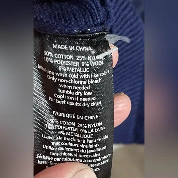 Stella & Dot NEW Women’s Side Button Sweater Navy Blue Zebra Metallic Size M - Image 6