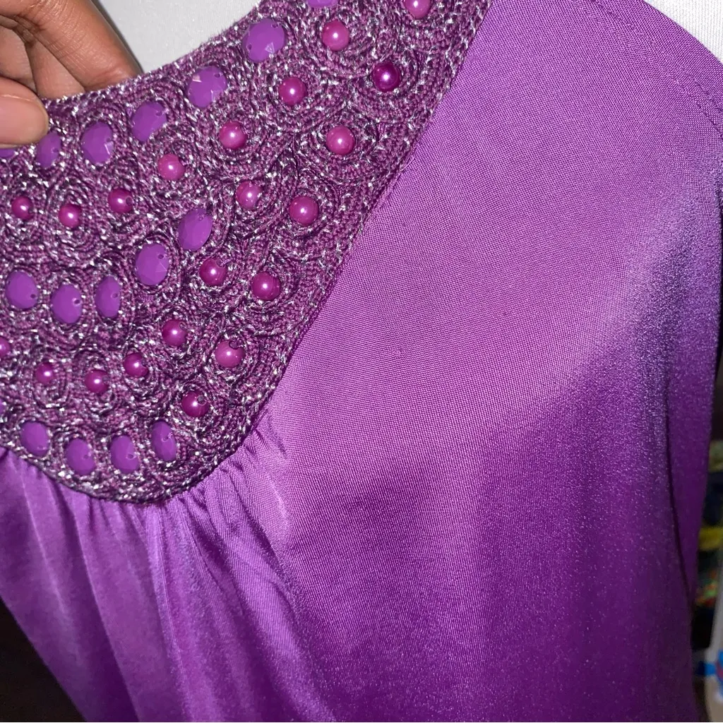 Iz Byer 2000s vintage style whimsical fairycore beaded sequin neckline blouse - Image 6