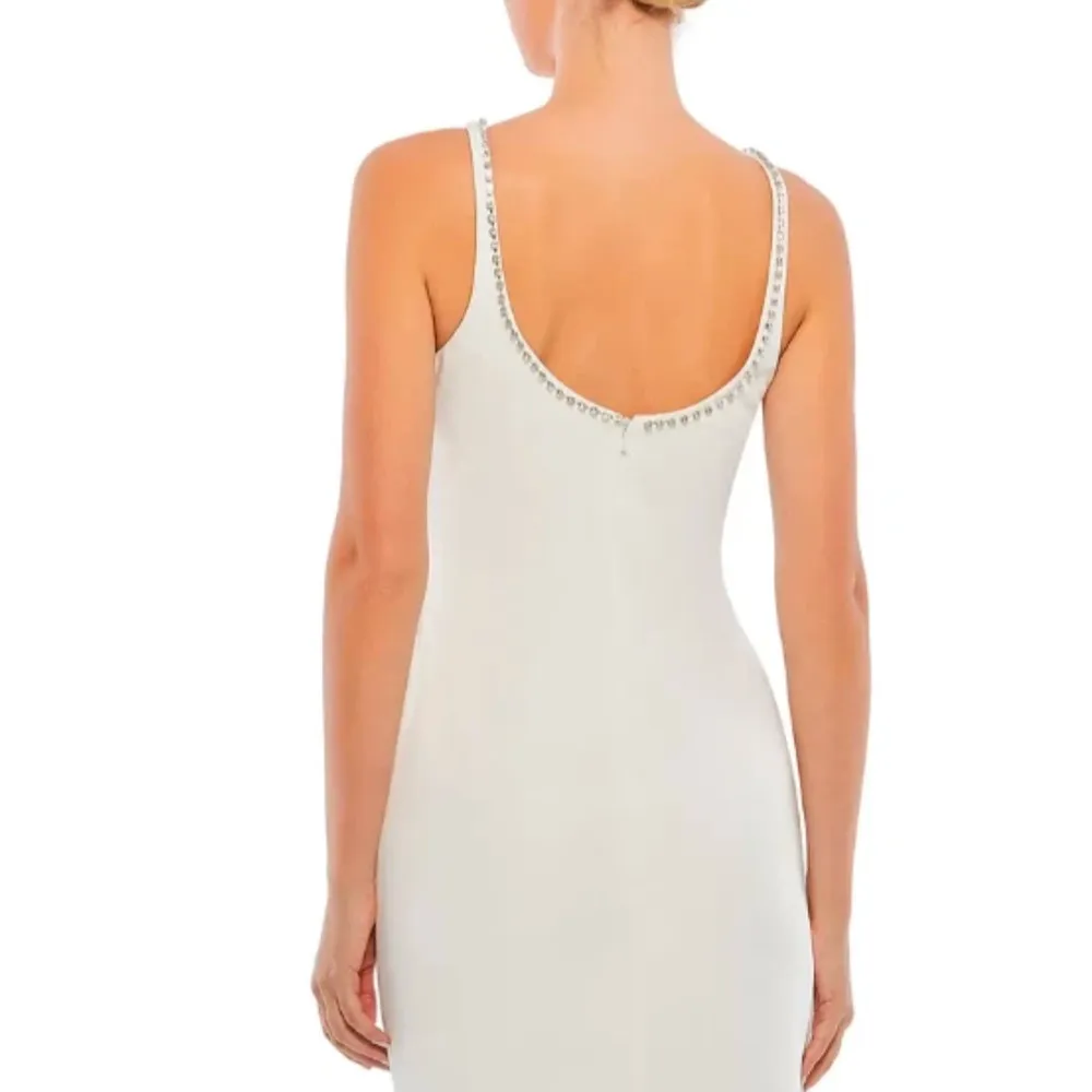 Ieena for Mac Duggal Sleeveless Crystal Scoop Neck Formal Wedding Dress White 2 - Image 7