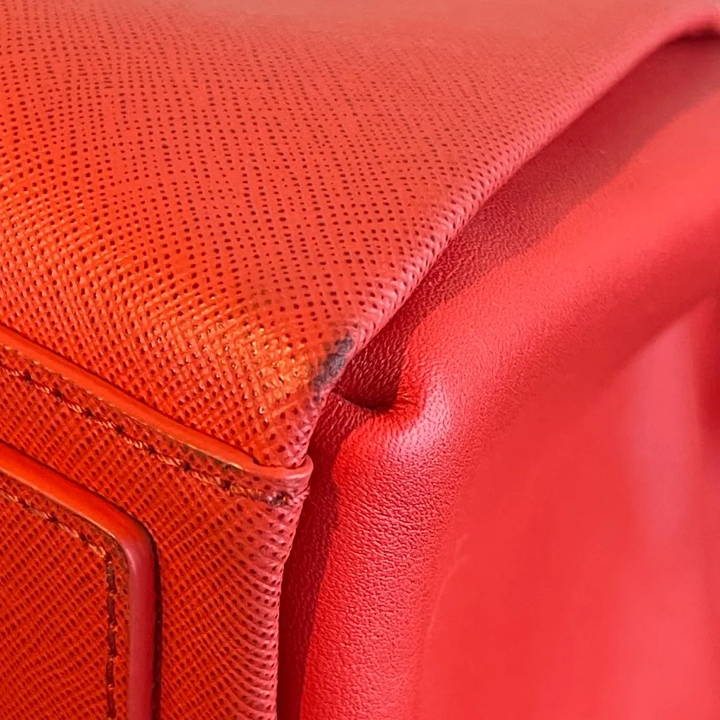 MCM 2-Way Red Leather Top Handle Shoulder Bag - Preowned - Image 7