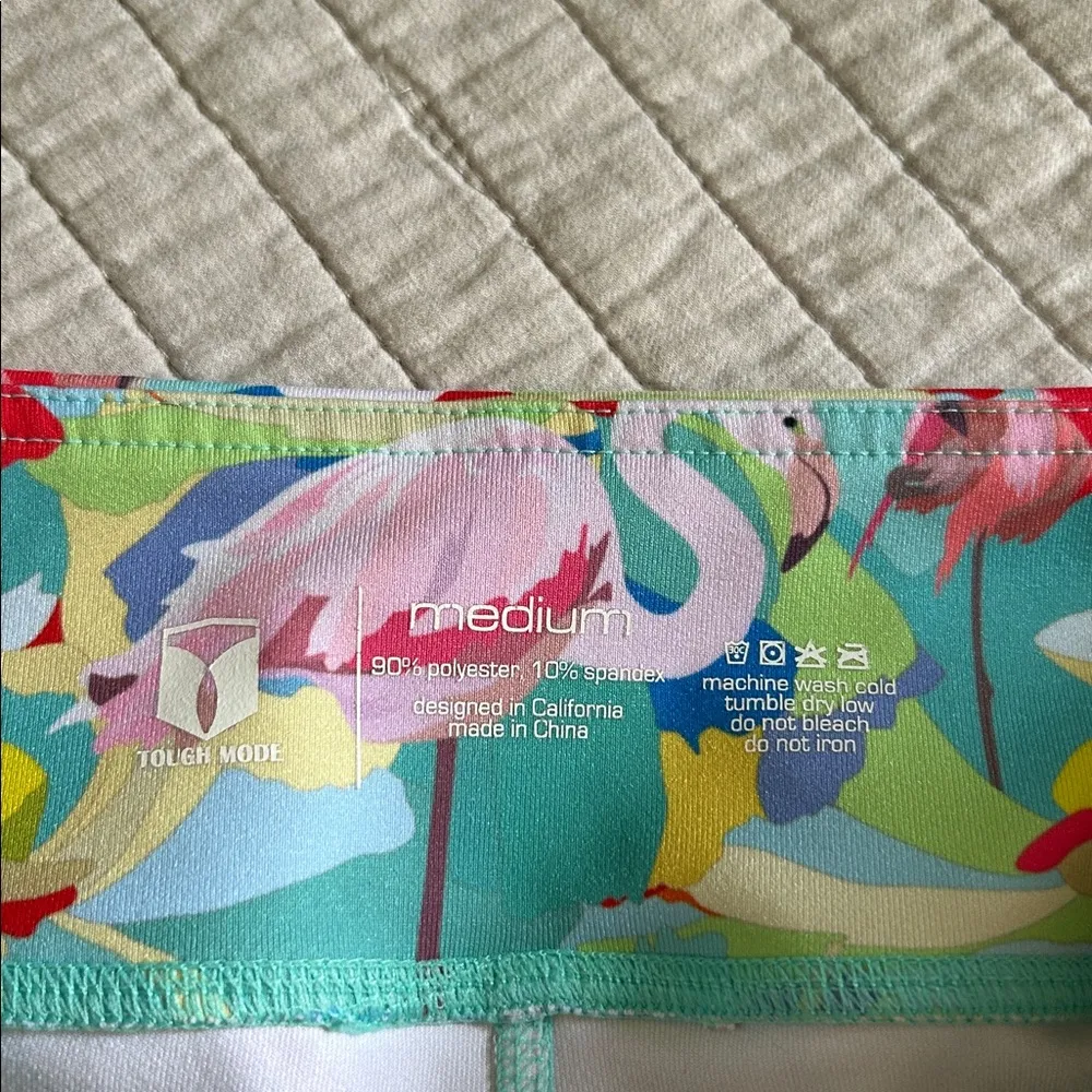 Tough mode colorful, flamingo print CrossFit workout micro athletic shorts M 6β Blue Size M - Image 4