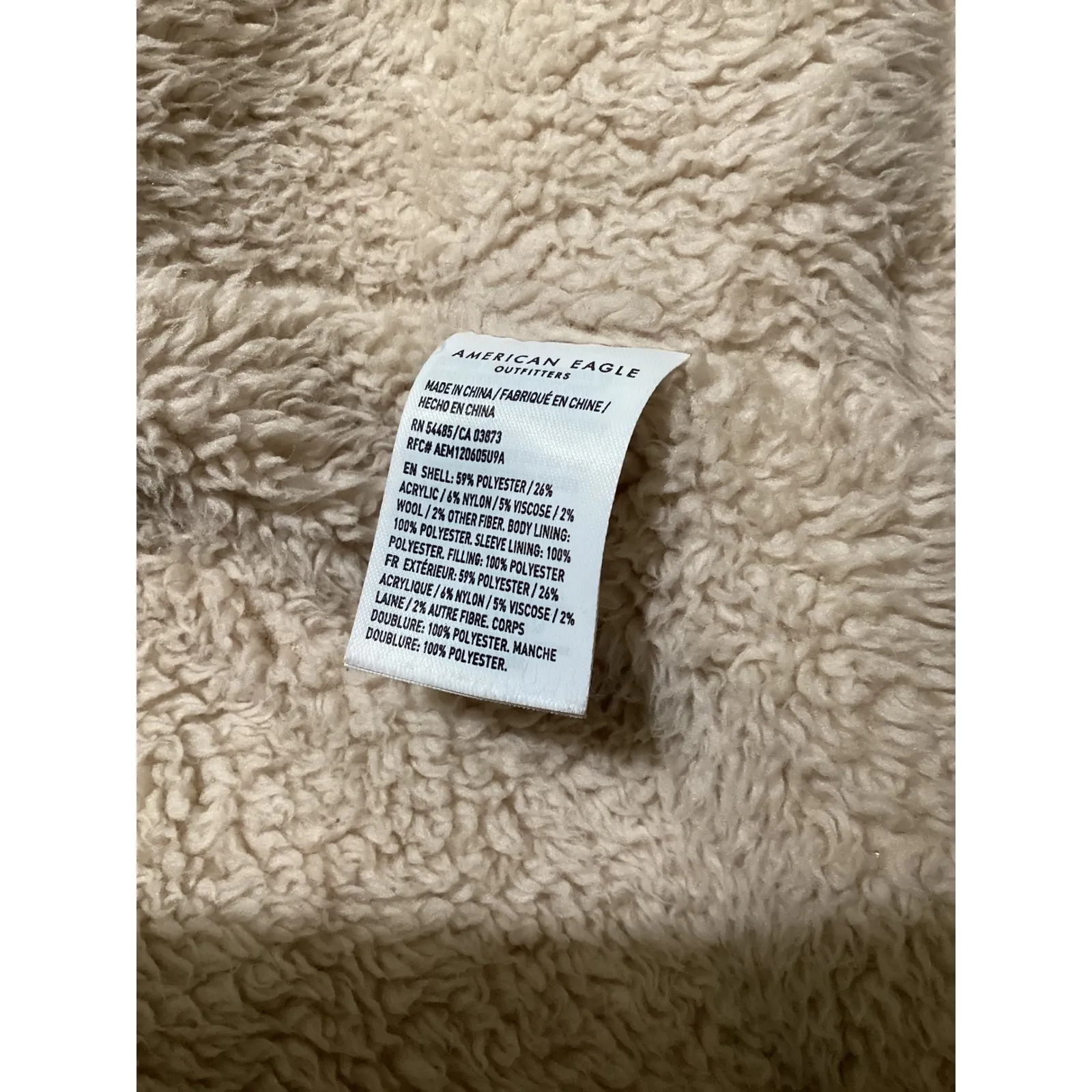 American Eagle Plaid Sherpa Lined Shacket Jacket L Burgundy Cream Button Front Purple Size L - Image 7