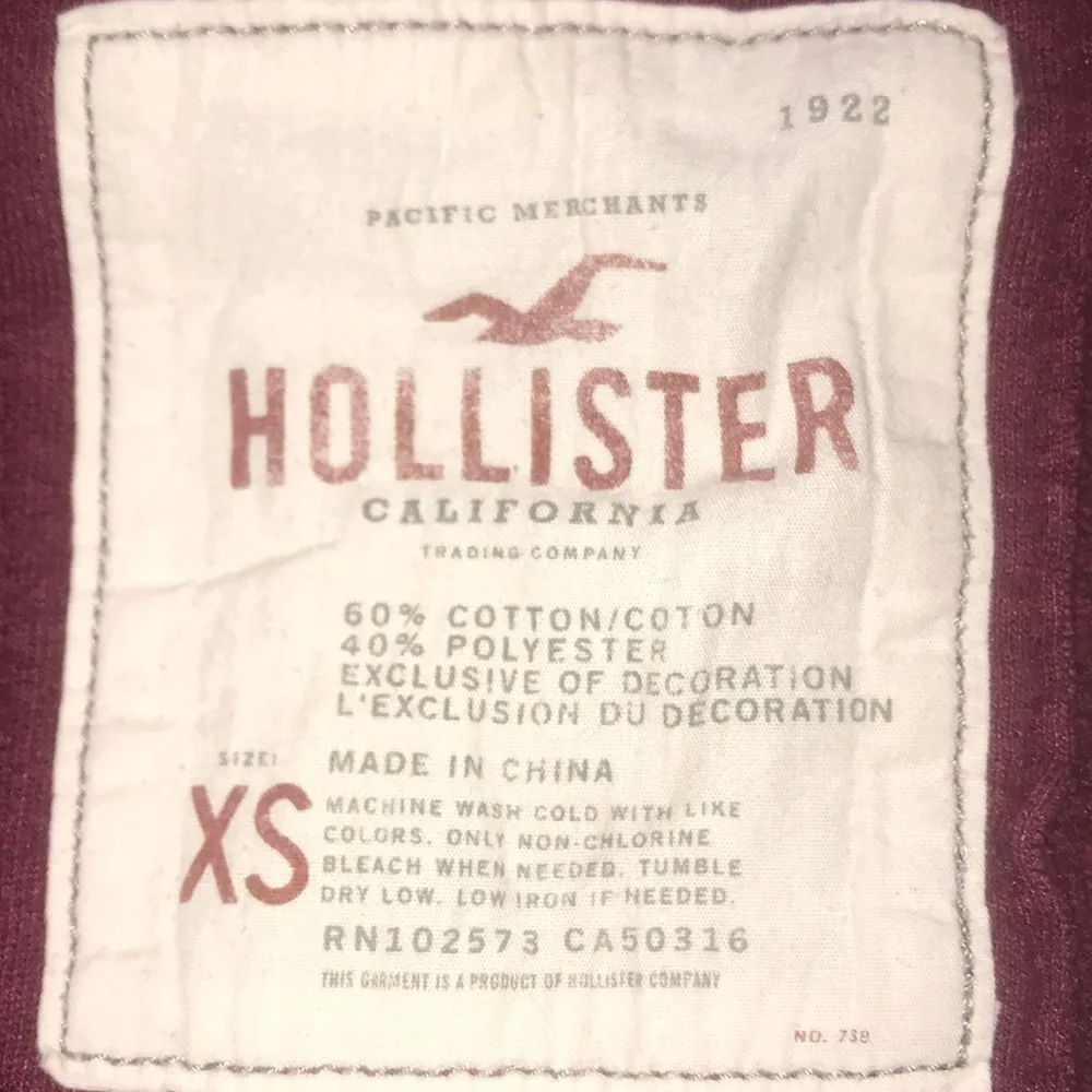 HOLLISTER Cali hoodie double zipper 2 front pockets burgundy long sleeve size XS - Image 4