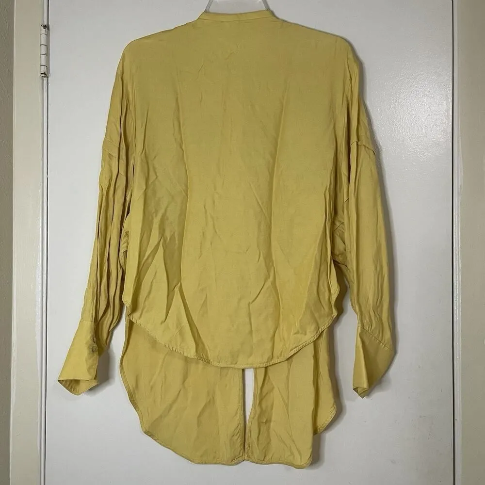 Capsule & OTHER STORIES Embroidered Cotton Blend yellow tie waist blouse US 4 - Image 8