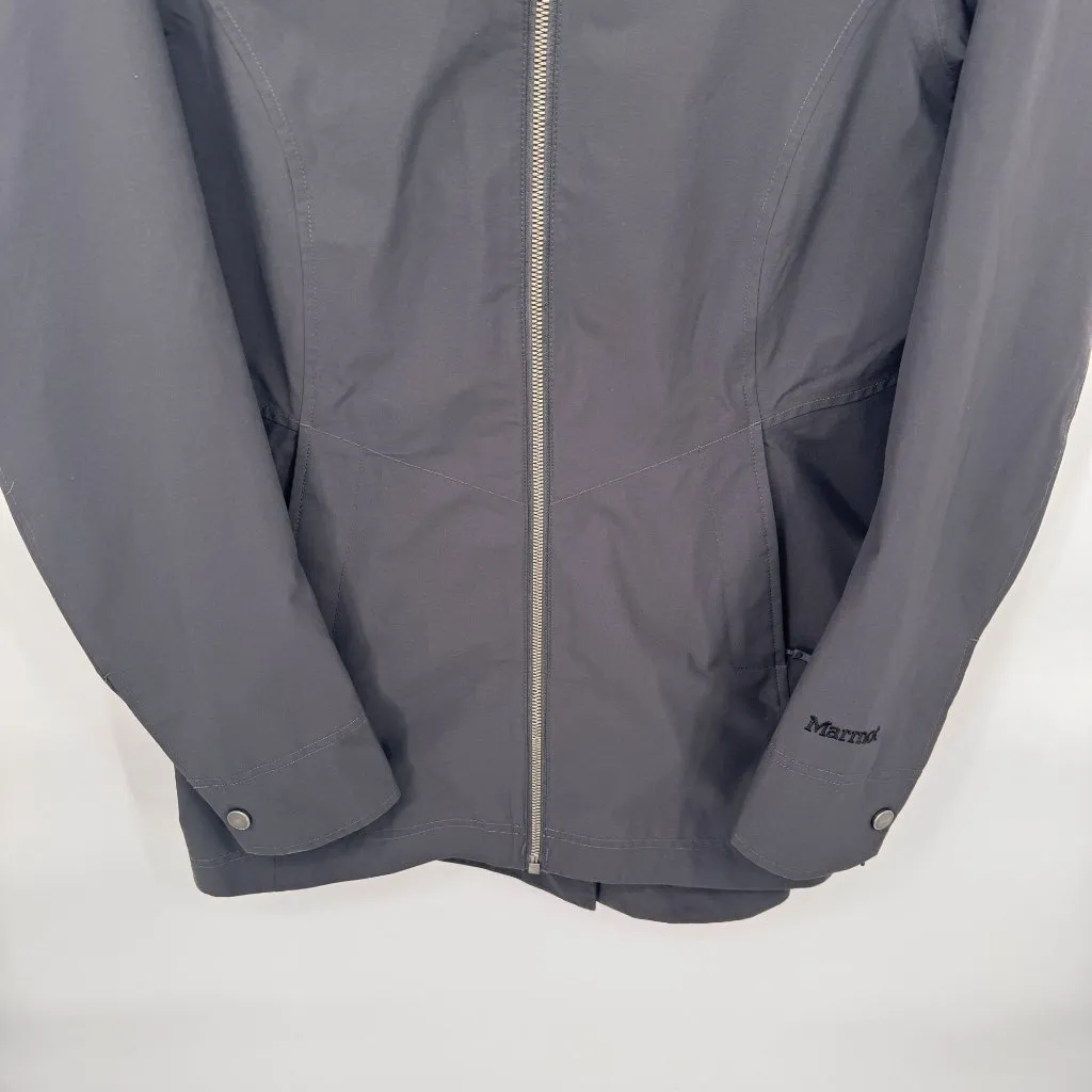 Marmot Lea Rain Jacket Womens Small‎ Black Polyester Nylon Hood Zip Pockets - Image 3