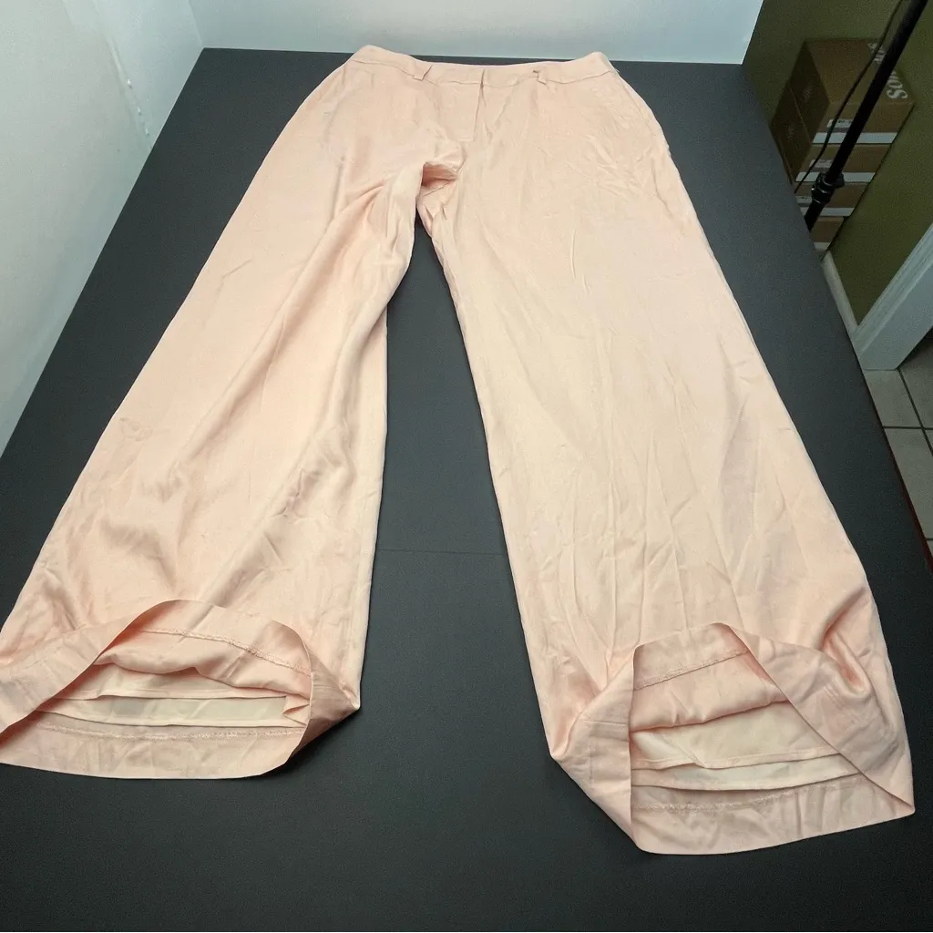 J. Peterman‎ Wide Leg Lined Pant Womens Size 14 Light Peach Office Classic NWOT Orange - Image 7
