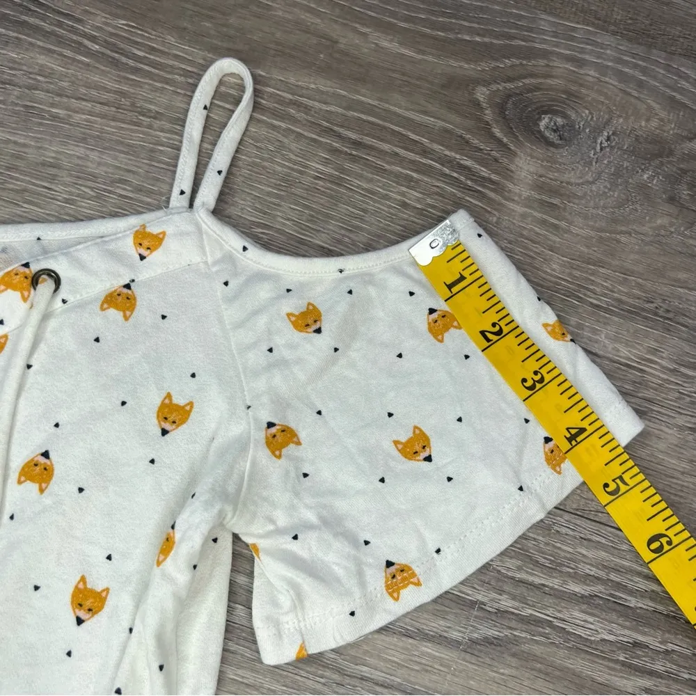 Fox Cold Shoulder Lace Up V neck Top Blouse S/M White Size M - Image 8