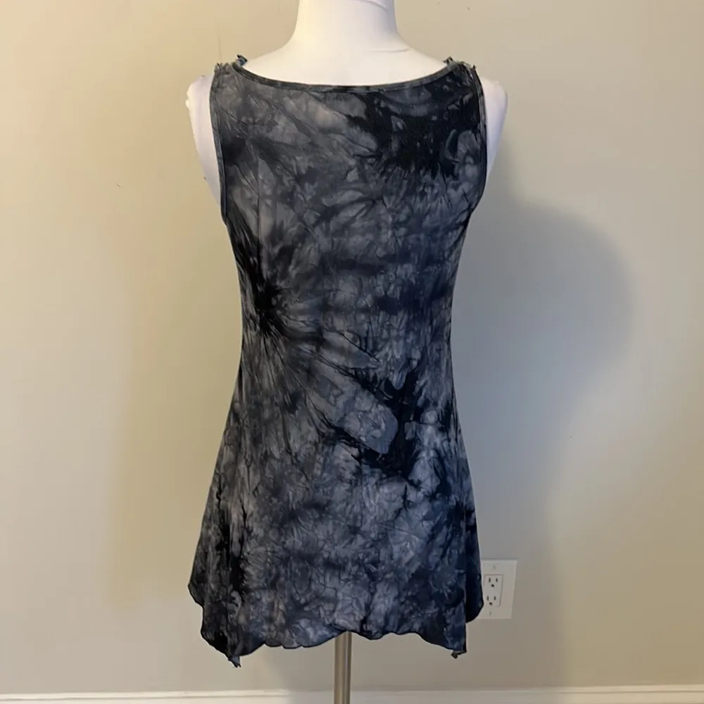Snoskins Blue Tie Dye Sharkbite Hem Dress Size M - Image 2