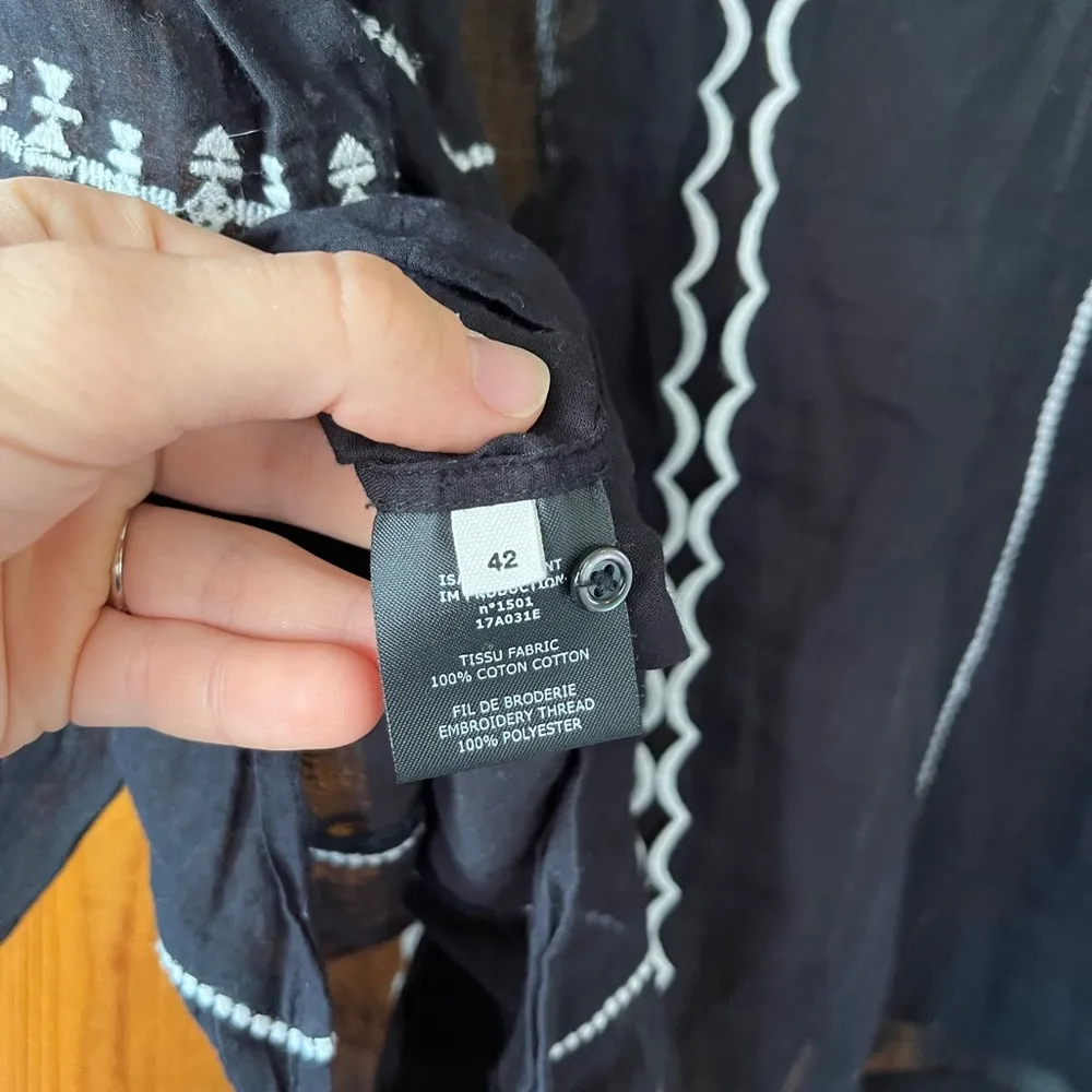 Étoile Isabel Marant Black Ruffle Button Down Top- Size 42 - Image 10