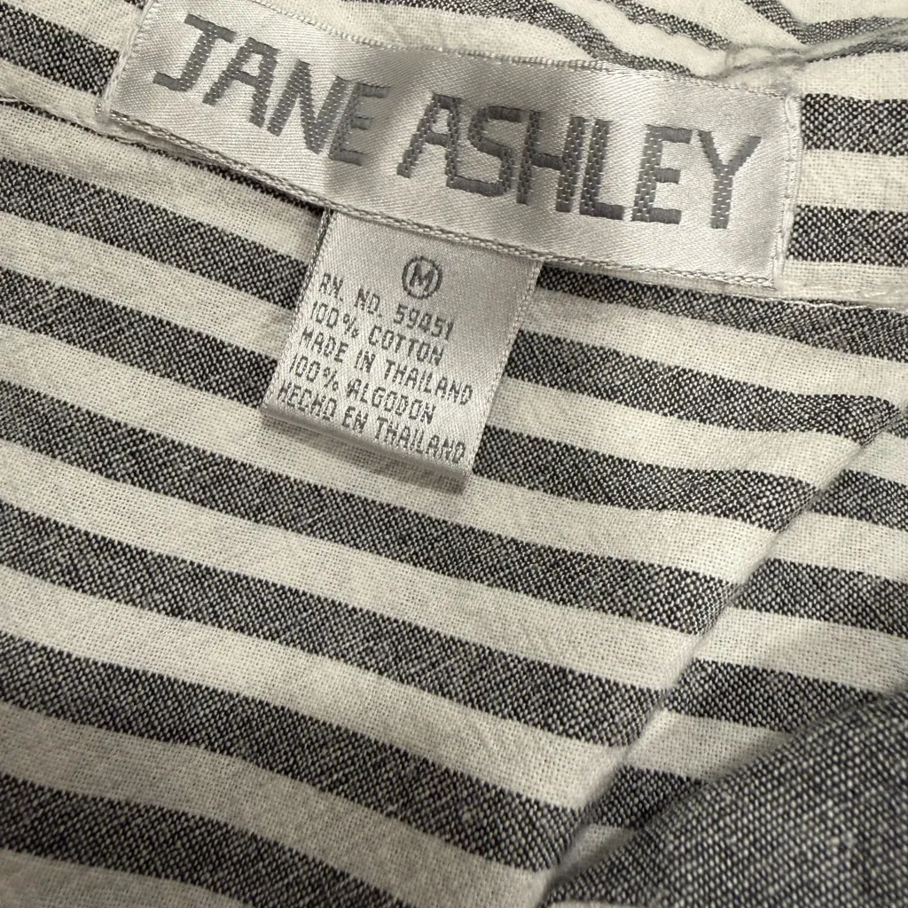 VINTAGE JANE ASHLEY Embroidered Striped Gray Western Button Down Shirt Sz M - Image 5