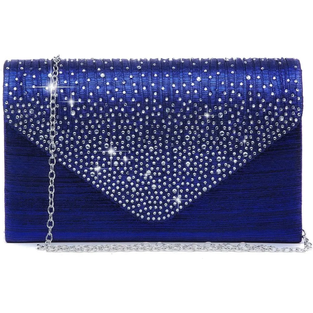 ⚡Women's Magnetic Closure Chain Strap Crossbody Envelope Blue Clutch Handbag - Image 1