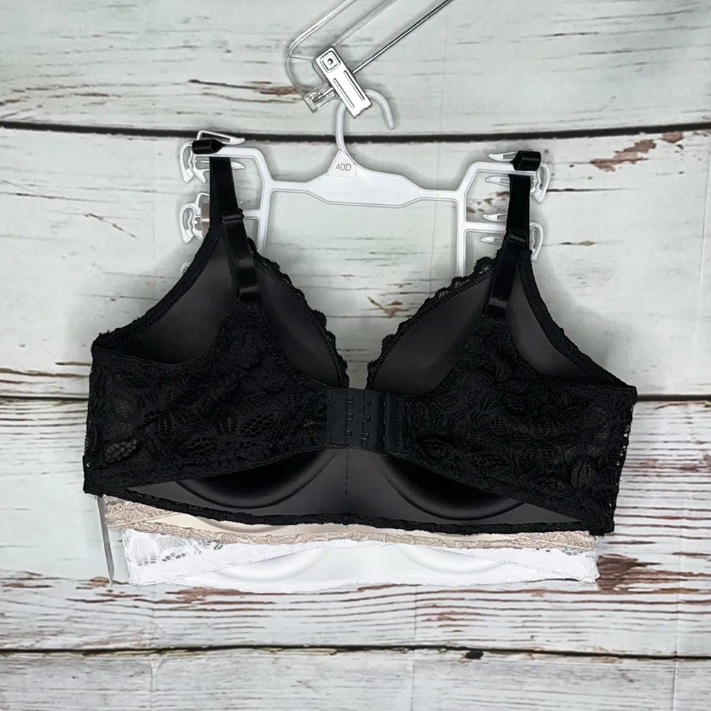 Rene Rofe NWT Size 40D Pack of 3 Floral Lace Soft Comfort Wire - Image 2