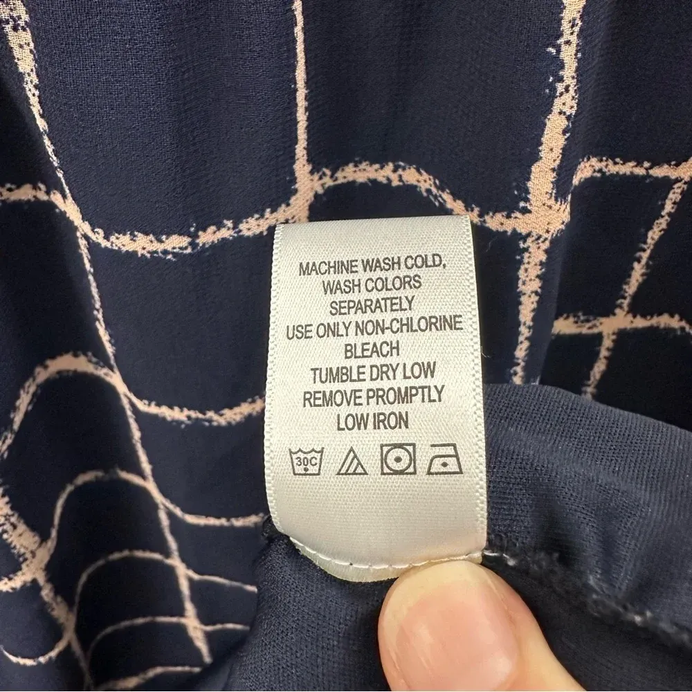 Woman Within Sleeveless Maxi Dress Navy Blue Tan Plaid Lined Women's 30W 3XL - Image 8