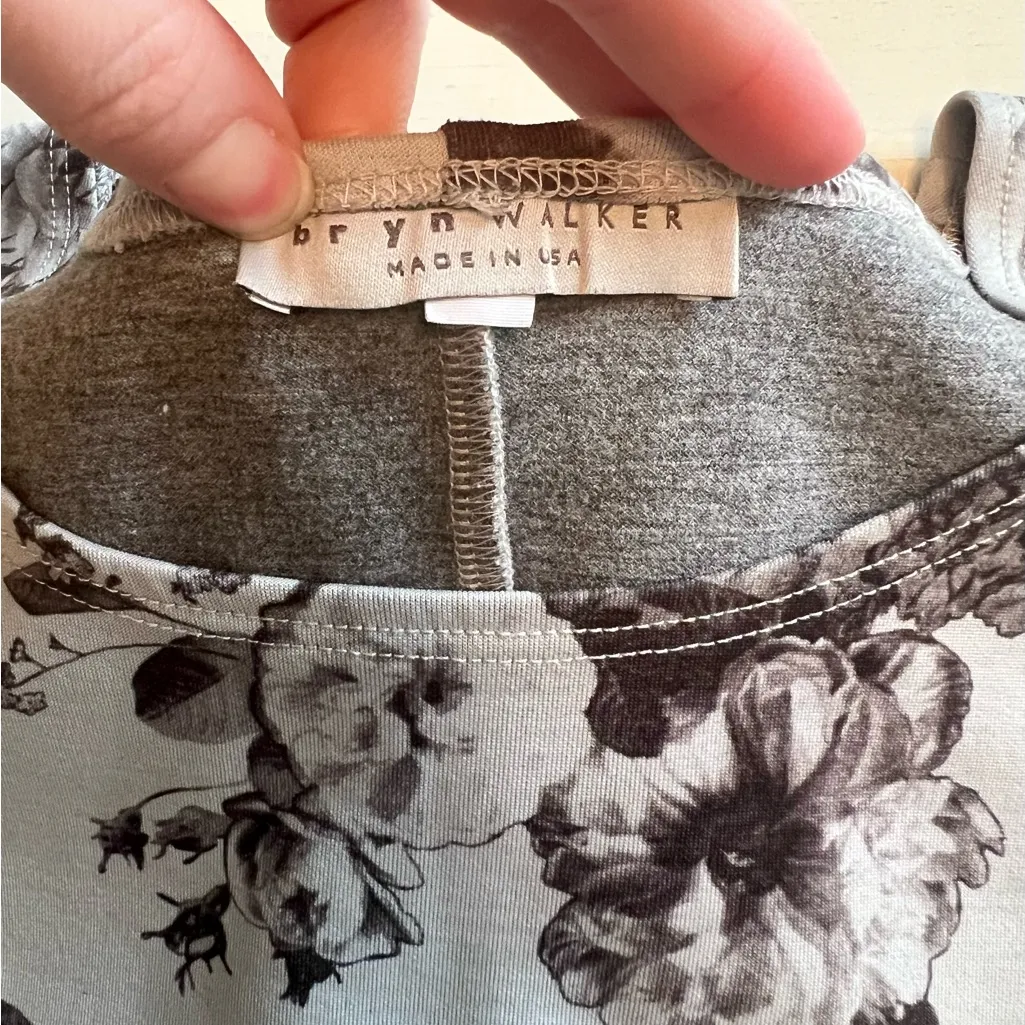 Bryn Walker Womens Medium Gray Black Floral‎ Hi Low Sleeveless Dress - Image 5