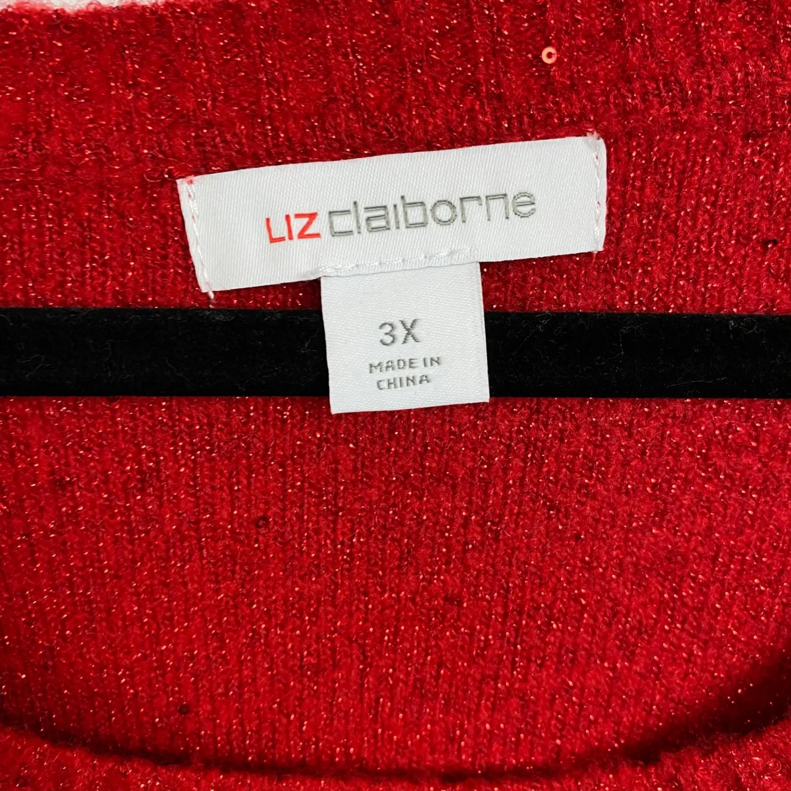 NWT Liz‎ Claiborne Women's Size 3x Red Sparkle Sequin Sweater Knit Top - Image 4