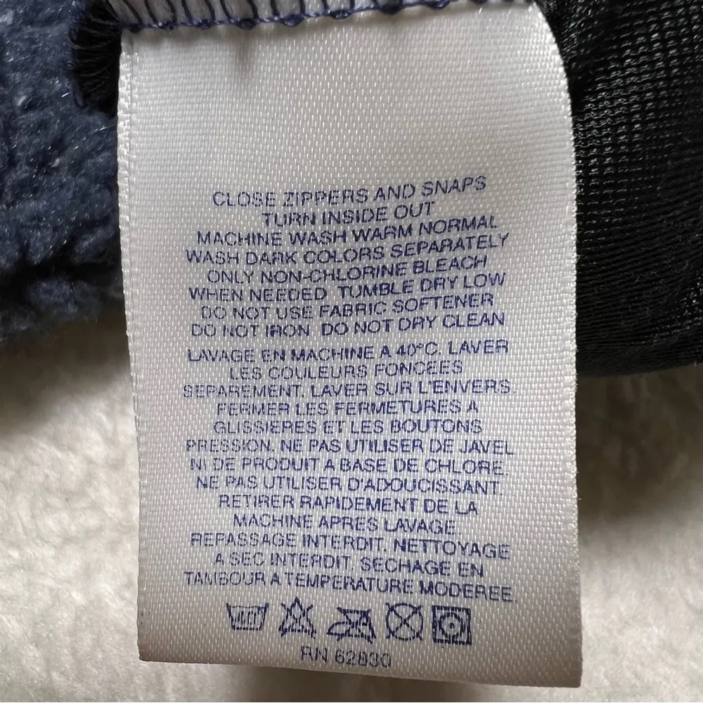 Land’s End Vintage Dark Blue Sherpa Teddy Fleece Full Zip Vest - Image 9