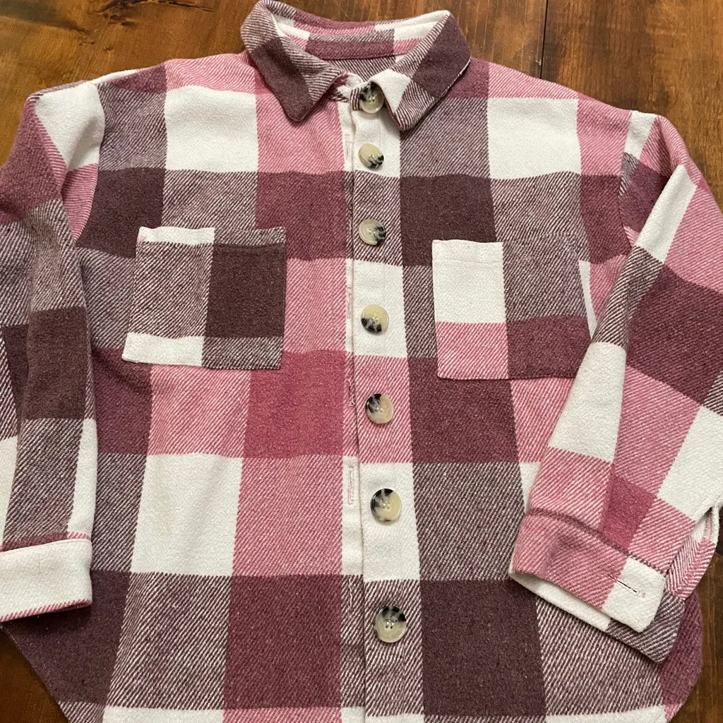 Red Plaid Shacket Fall Jacket Womens Medium - Image 2