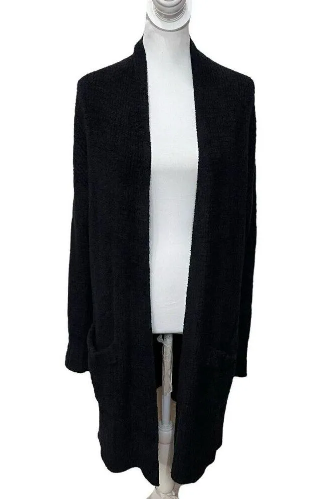 Barefoot Dreams CozyChic Lite Cardigan Black Women’s Size Small Open Front Soft - Image 3