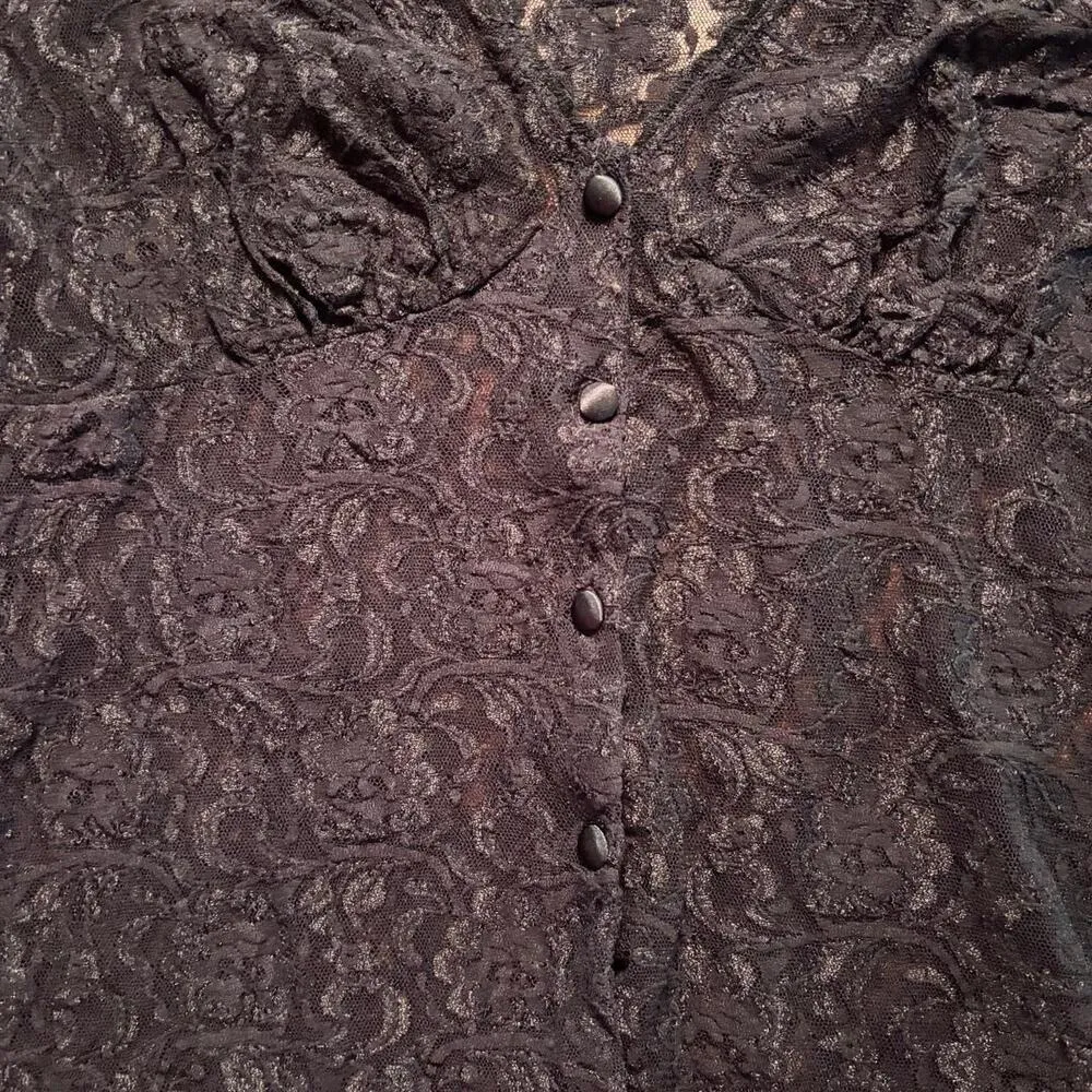 Cinema Etoile Cropped Lace Lingerie Top Black Women's Size L Fairy Whimsygoth Size L - Image 9