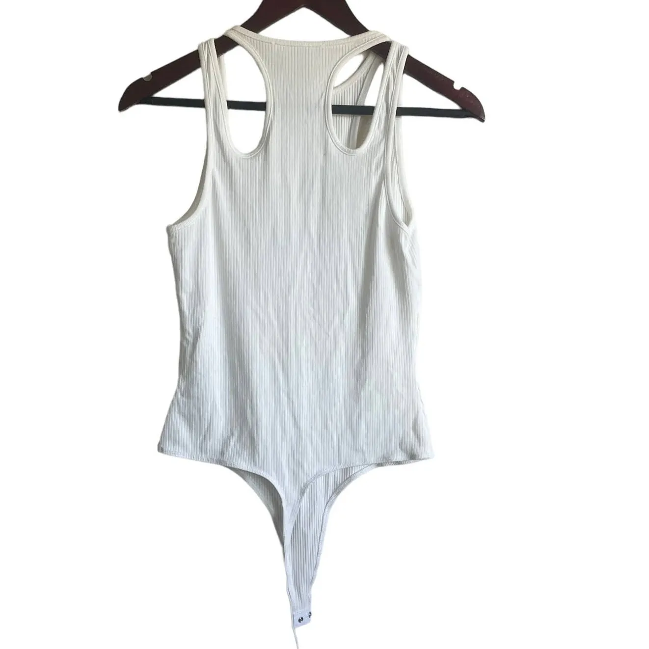 ASTR Women Tank Bodysuit M Ivory Cutouts Ribbed Flirty Y2k Neutral Festival NEW‎ - Image 3