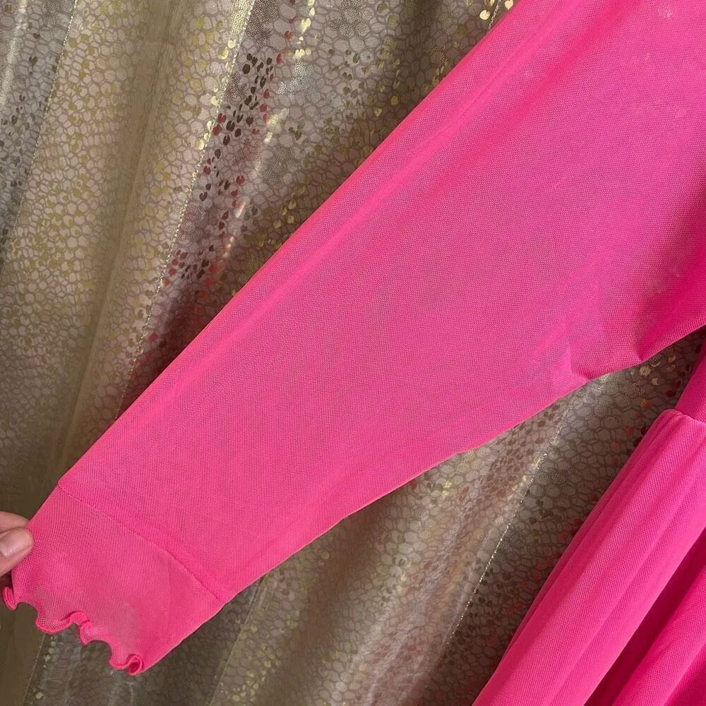 Torrid Hot Pink Glo Mesh Ruffle Tiered Mini Dress XL/14 NWT - Image 3