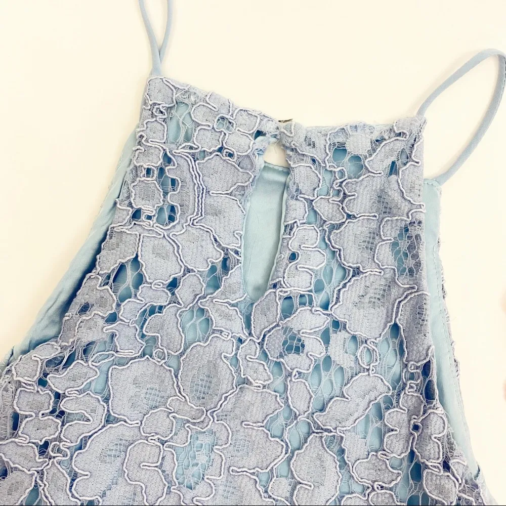 NBD x Revolve Bria Lace Halter Mini Dress: Periwinkle Blue - Image 7