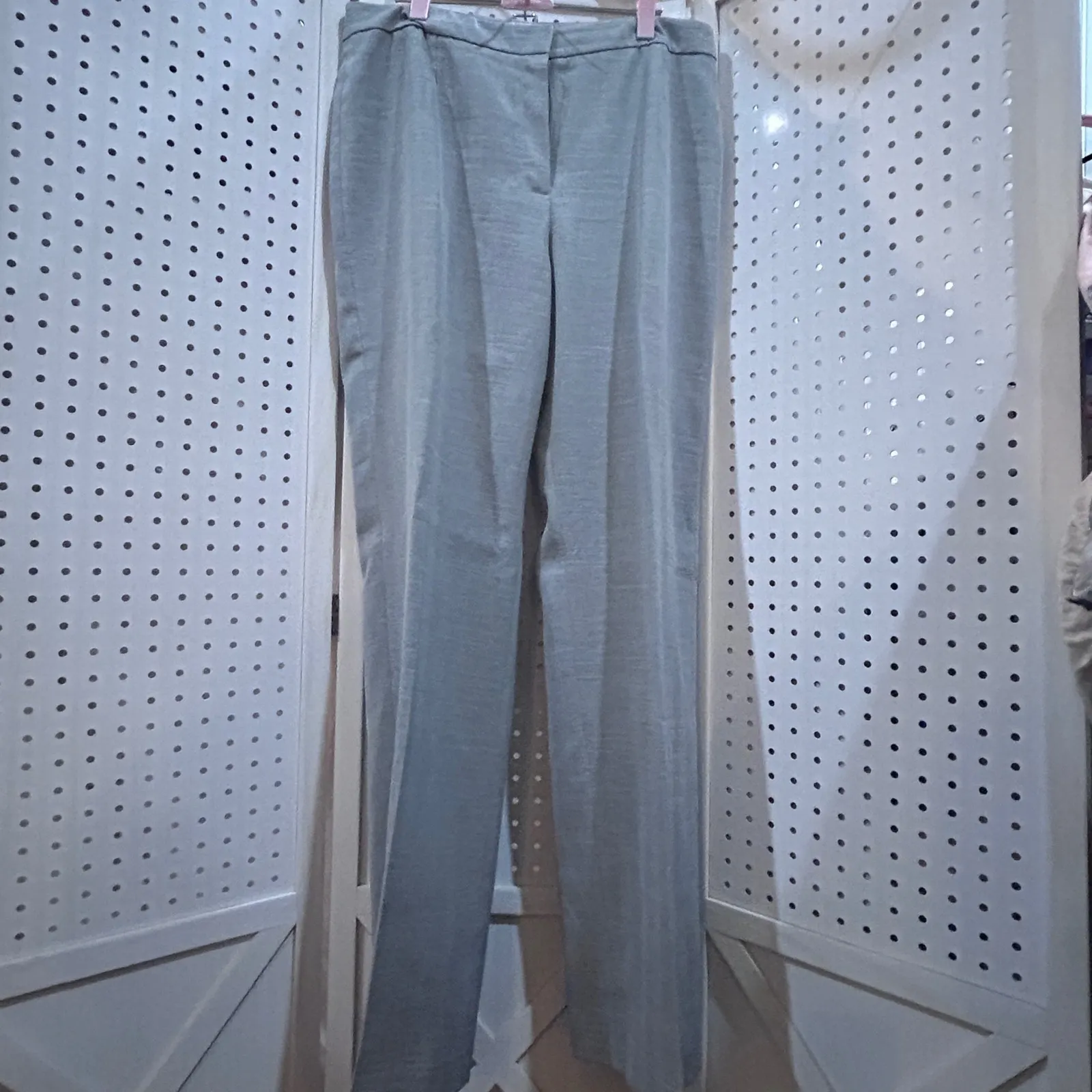 Le Suit Light Gray Herringbone Career Pants Size 12 - Image 5