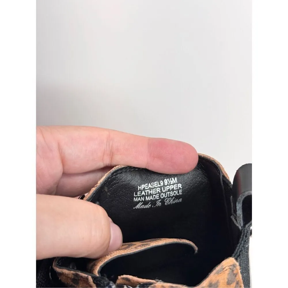 Donald Pliner Boots Size 9.5 Suede Leather Animal Print Classic Hiker Design Tan - Image 7