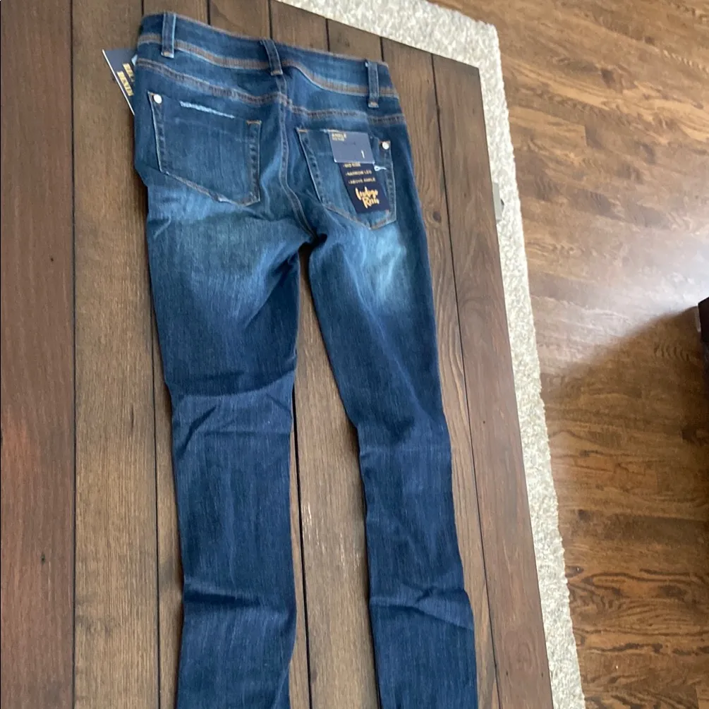 Indigo Rein Jeans Mid Rise Narrow Leg Above Ankle, Size 1 - Image 4