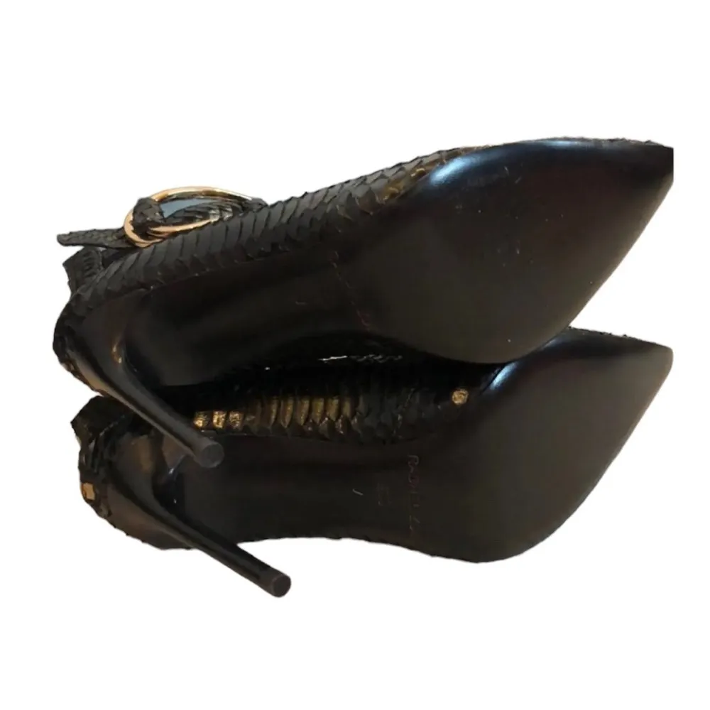 RACHEL ZOE GOTH ANKLE CROC EMBOSSED POINTY TOE SEXY STILETTO HEELED SHOES 6 - Image 5