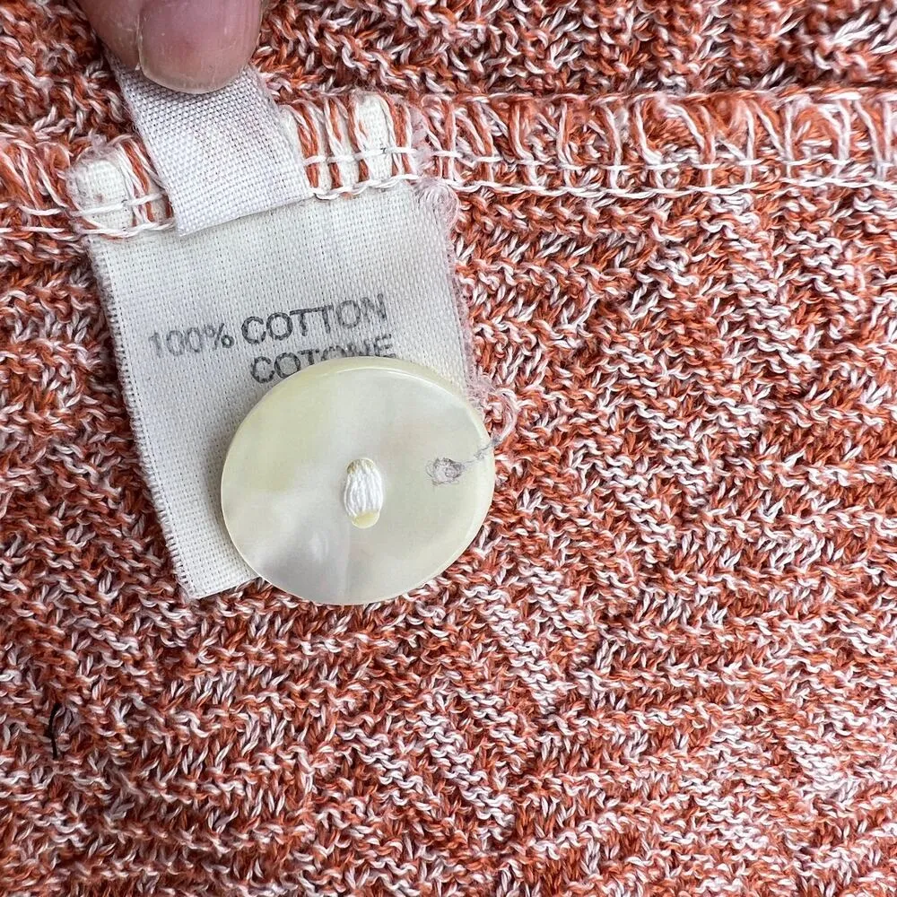 Luca Luca Cotton Knit Textured Sweater High Ribbed Collar Wool Free Orange Size M - Image 7