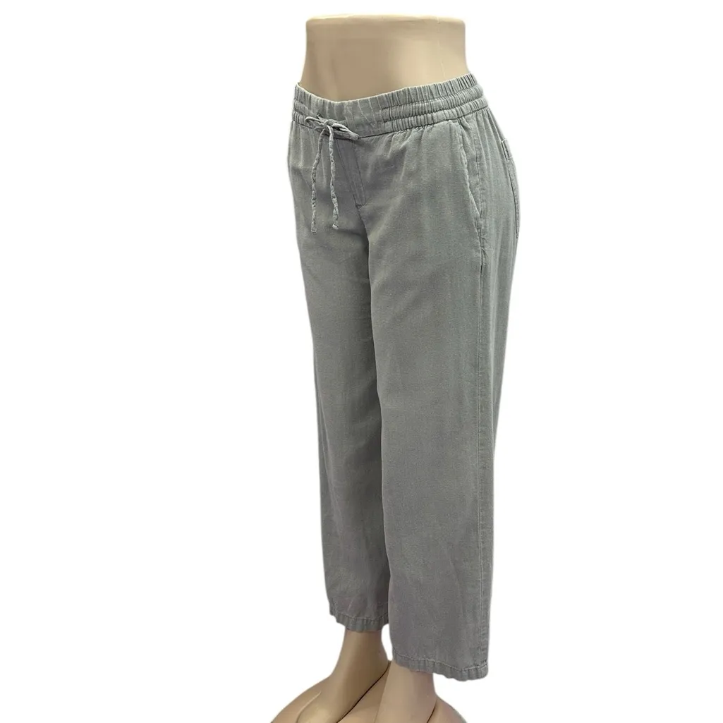 Old Navy Gray Linen Blend Wide Leg Pants Drawstring Waist Casual Crop Petite S - Image 6