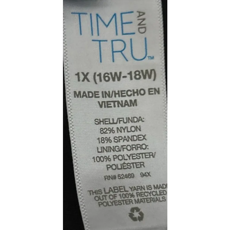 Time and Tru One Piece Strapless Swimwear Black Floral Padded Bra Striped Bottom - Image 3