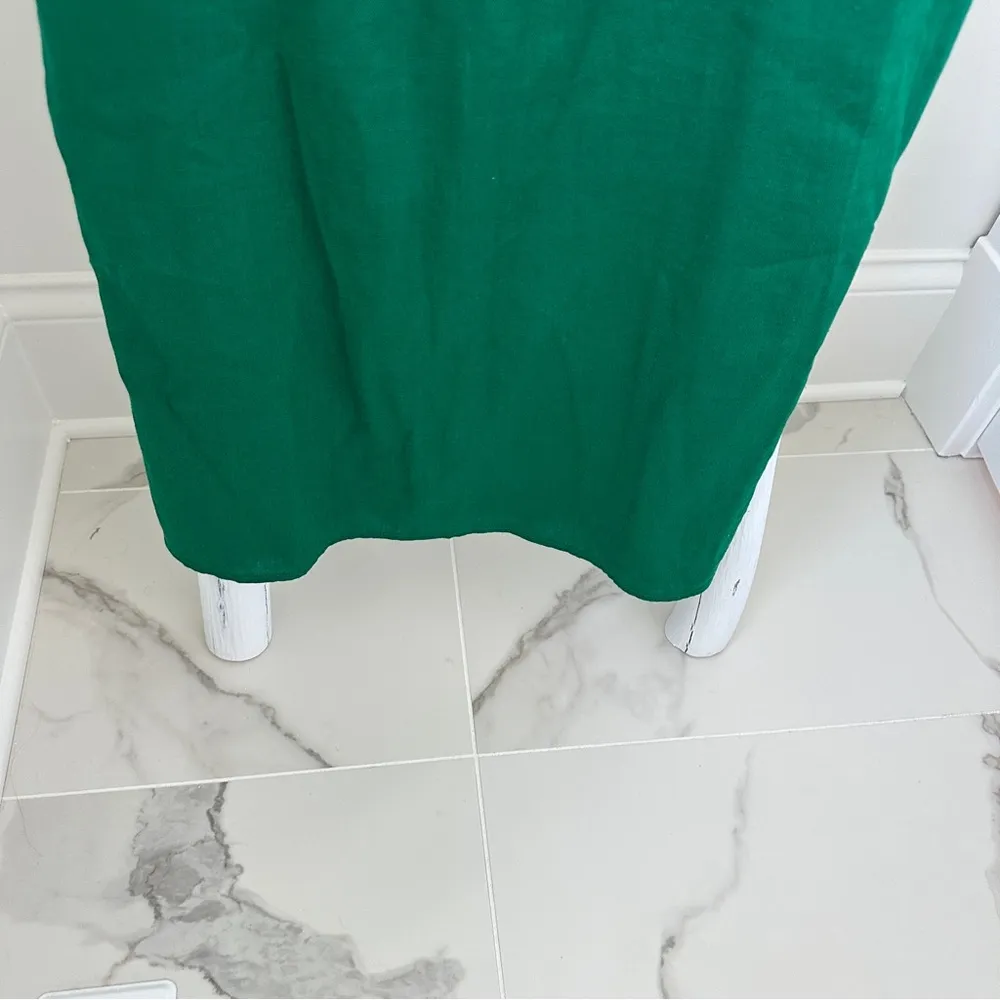 Rachel Zoe Green Linen Blend Square Neck Midi Dress W Wooden Beads Size Medium - Image 9