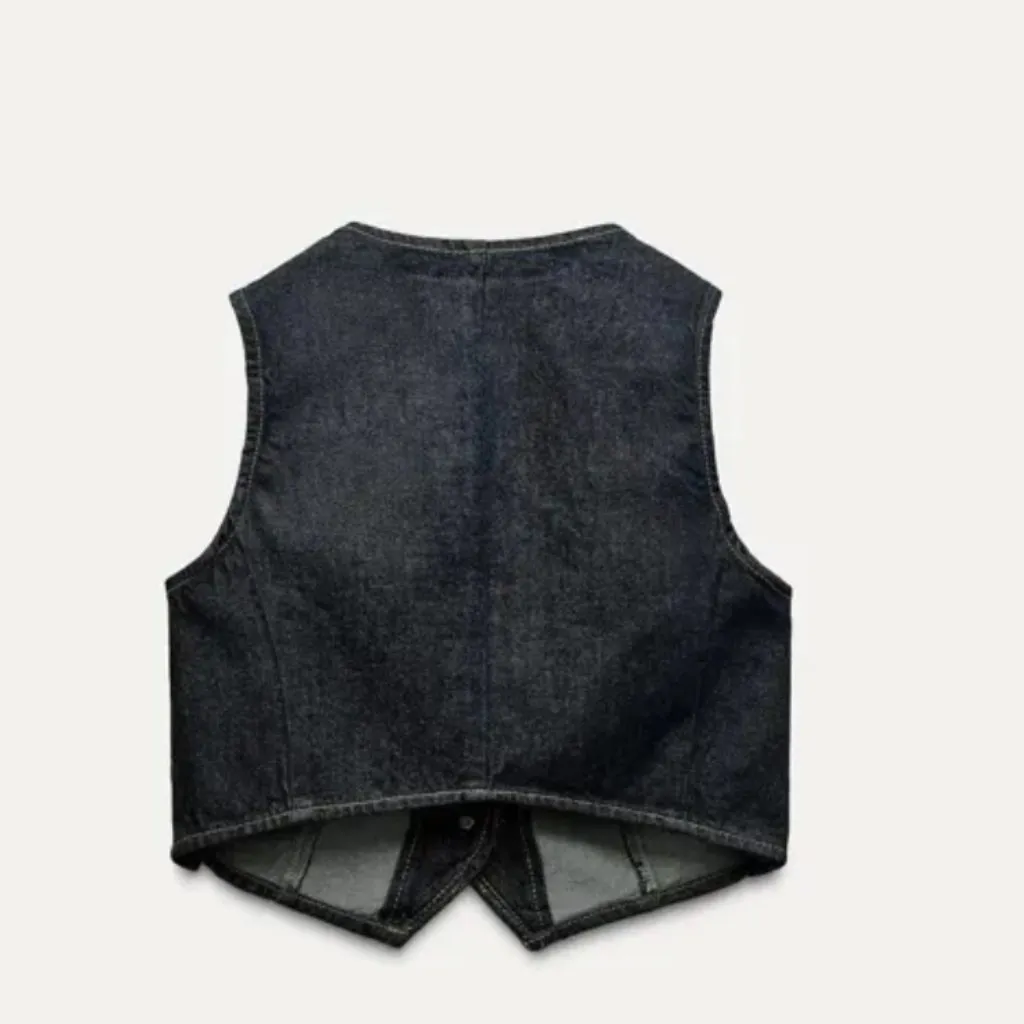 NWOT ZARA Denim Vest Waistcoat Indigo Bloggers Fave XL - Image 6
