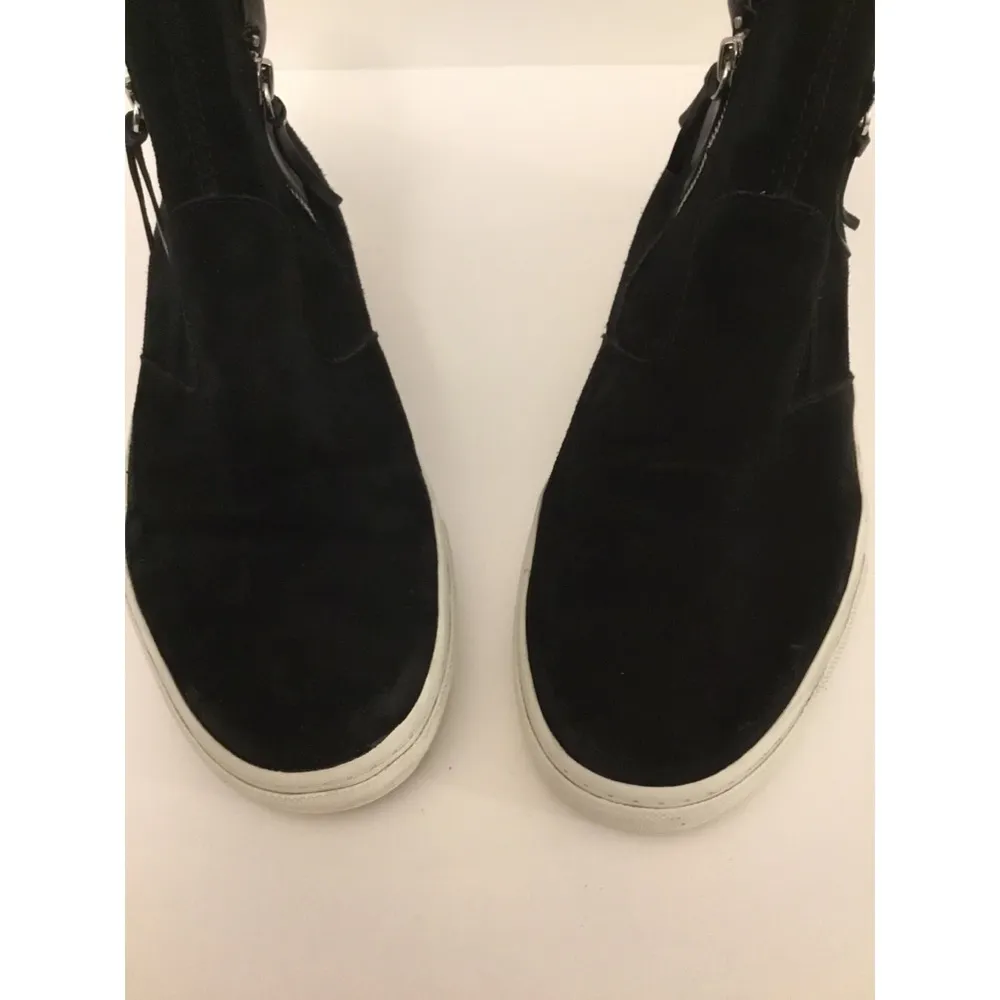 Zara Black Suede/Leather High-Top Zip Sneakers Sz 10 - Image 7