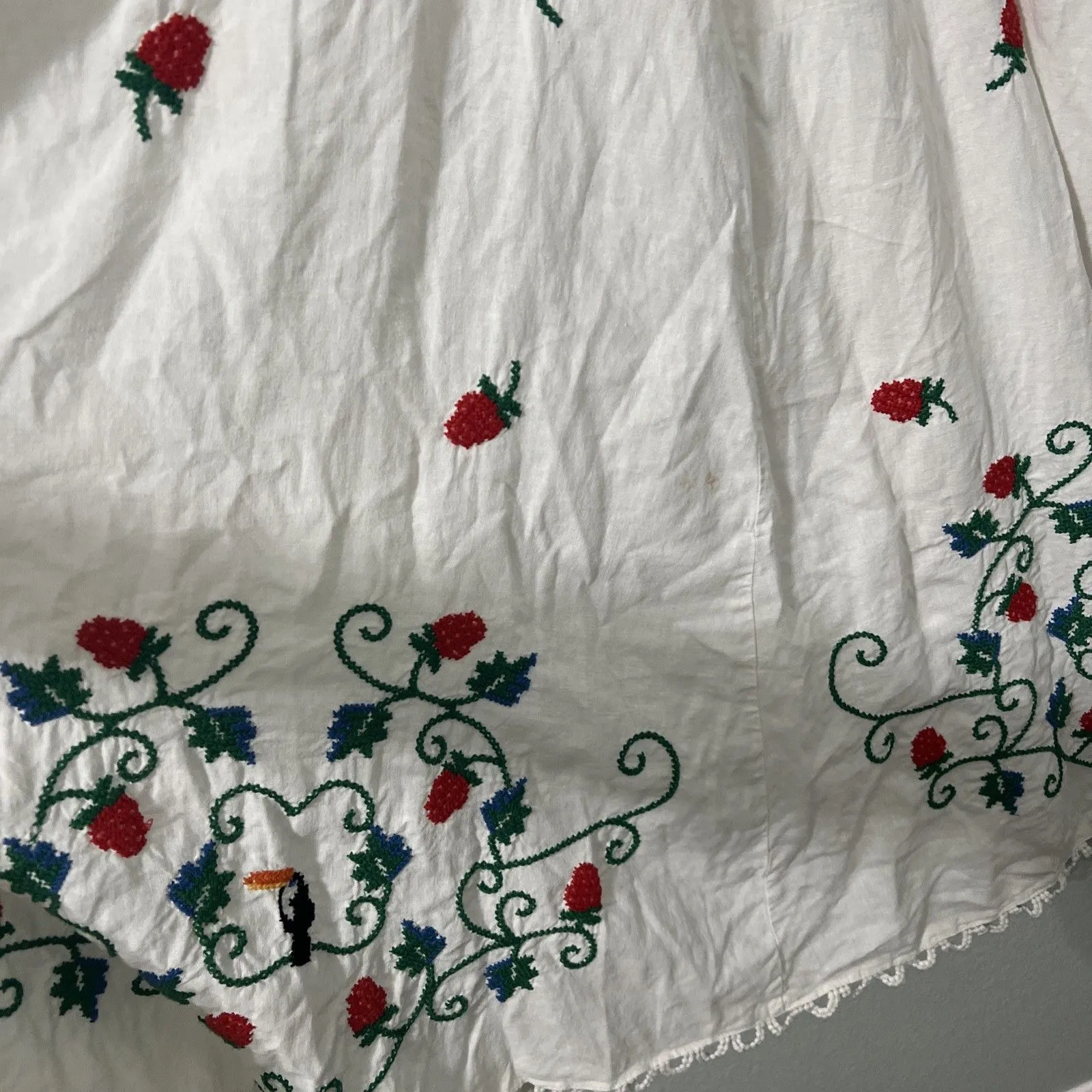 Farm Rio Cross Stitch Toucan Raspberries Fruit Embroidered Dress Size Small White - Image 6