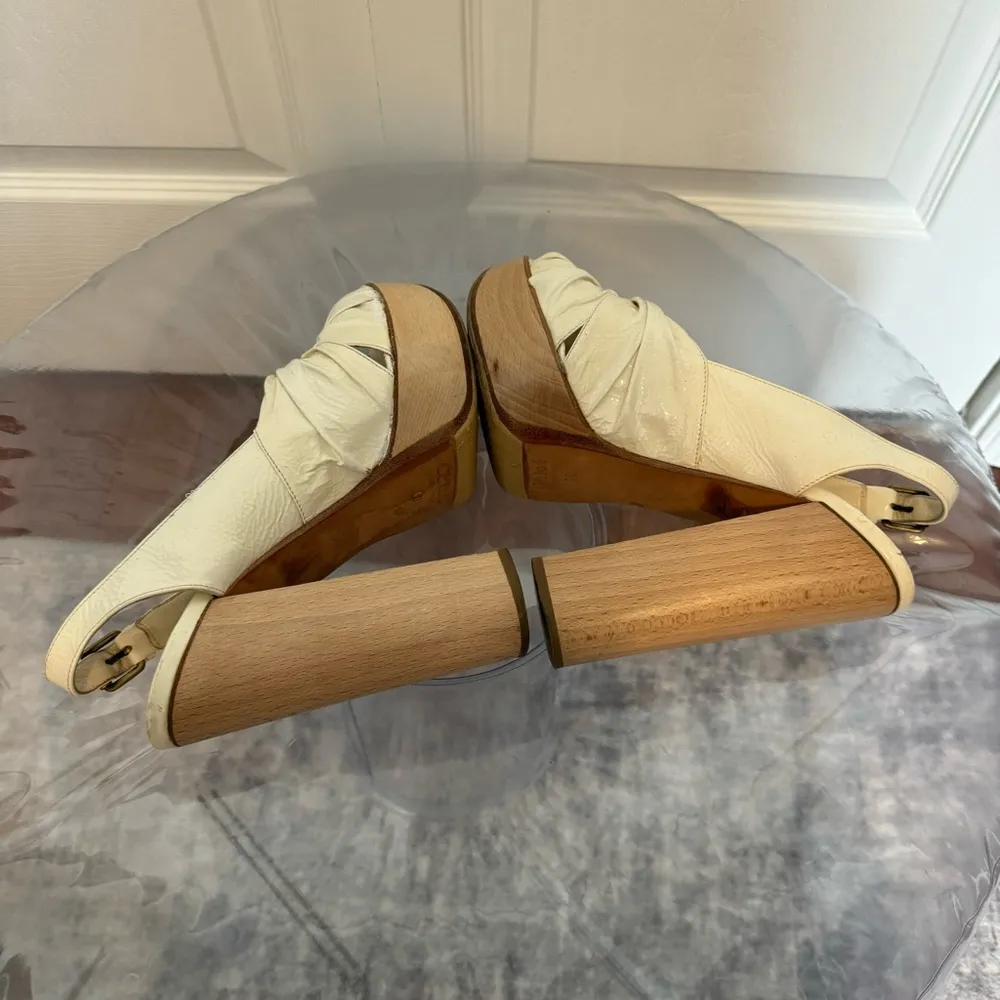 CHLOE Size US8 IT38 White Leather Chunky Heel Platform Sandals - Image 6