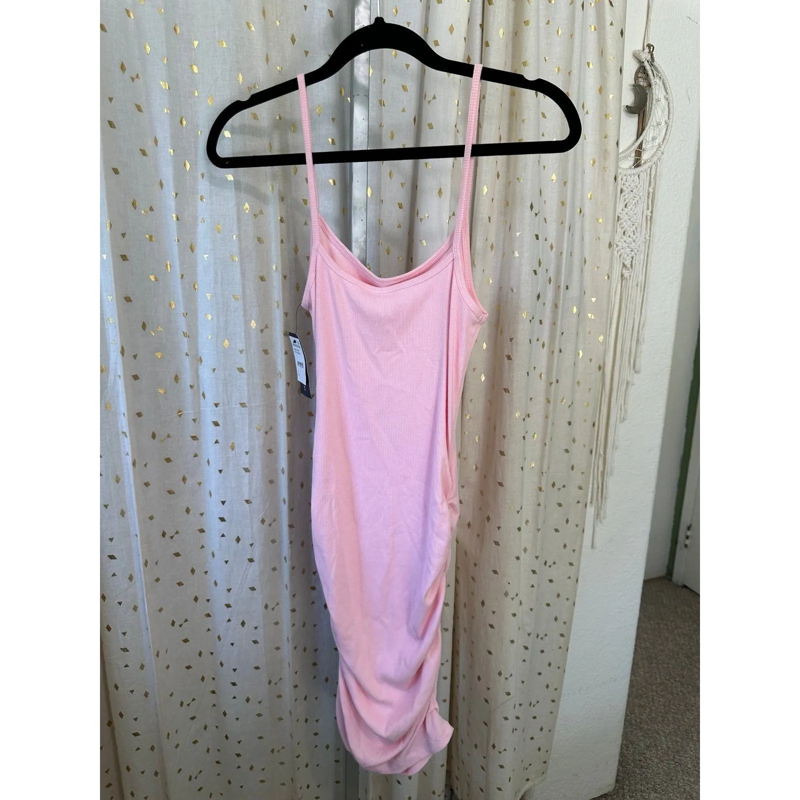 NWT Melrose And Market Pink Almond Side Ruched Knit Tank Bodycon Dress S - Image 4