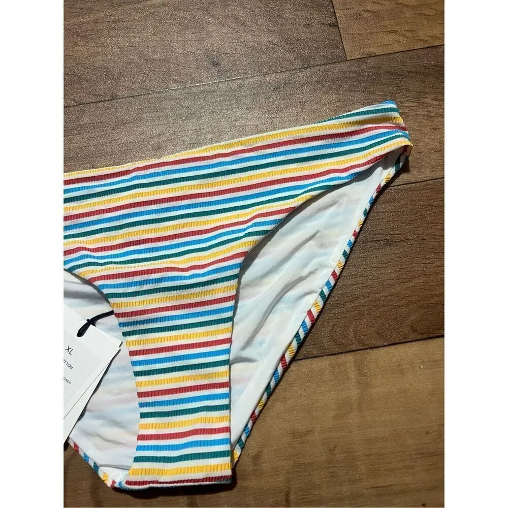 Onia Multicolored Seersucker Lilly Swimsuit Bottoms Woman’s Size XL MSRP-$95 NEW - Image 2