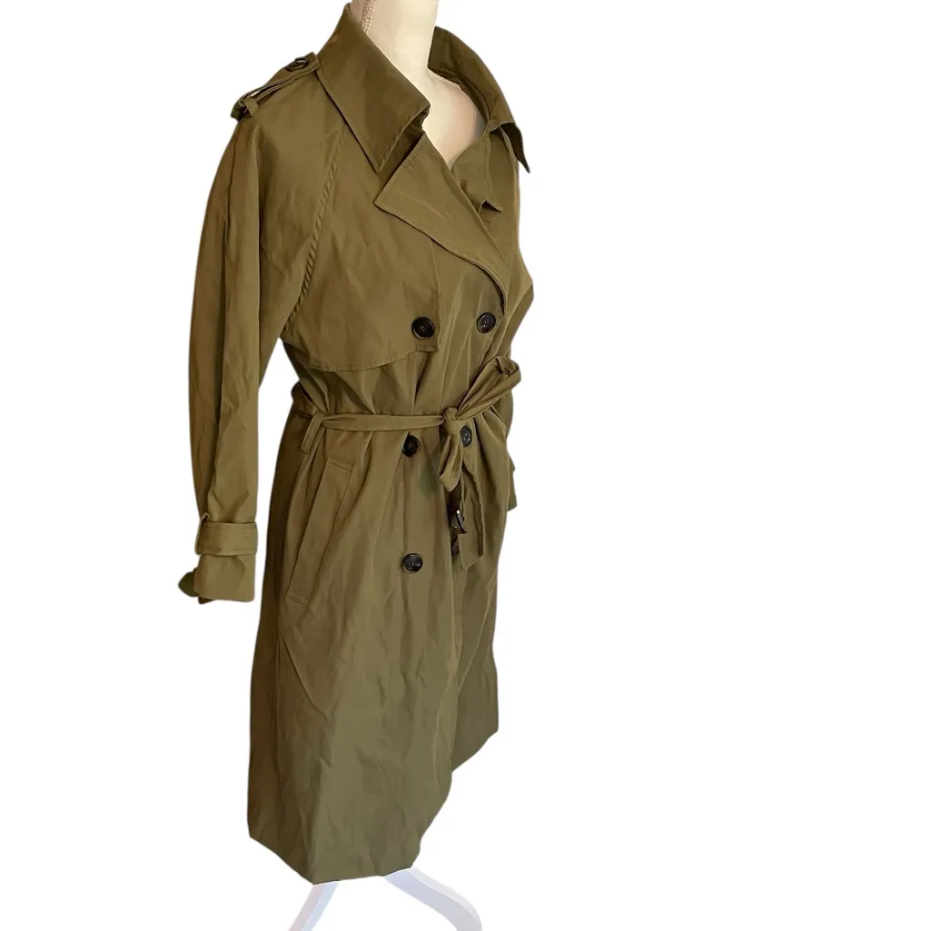 NWT Petal & Pup Olive Green Belted Double Breasted Trench Coat Size XS - Image 5