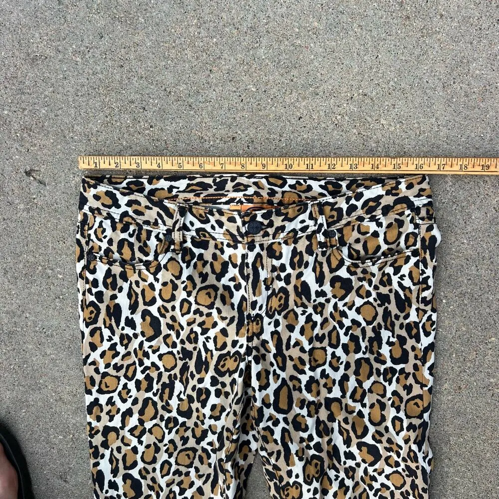 Tory Burch Leopard Cheetah Animal Print Low Rise Super Skinny Jeans Size 30 - Image 10