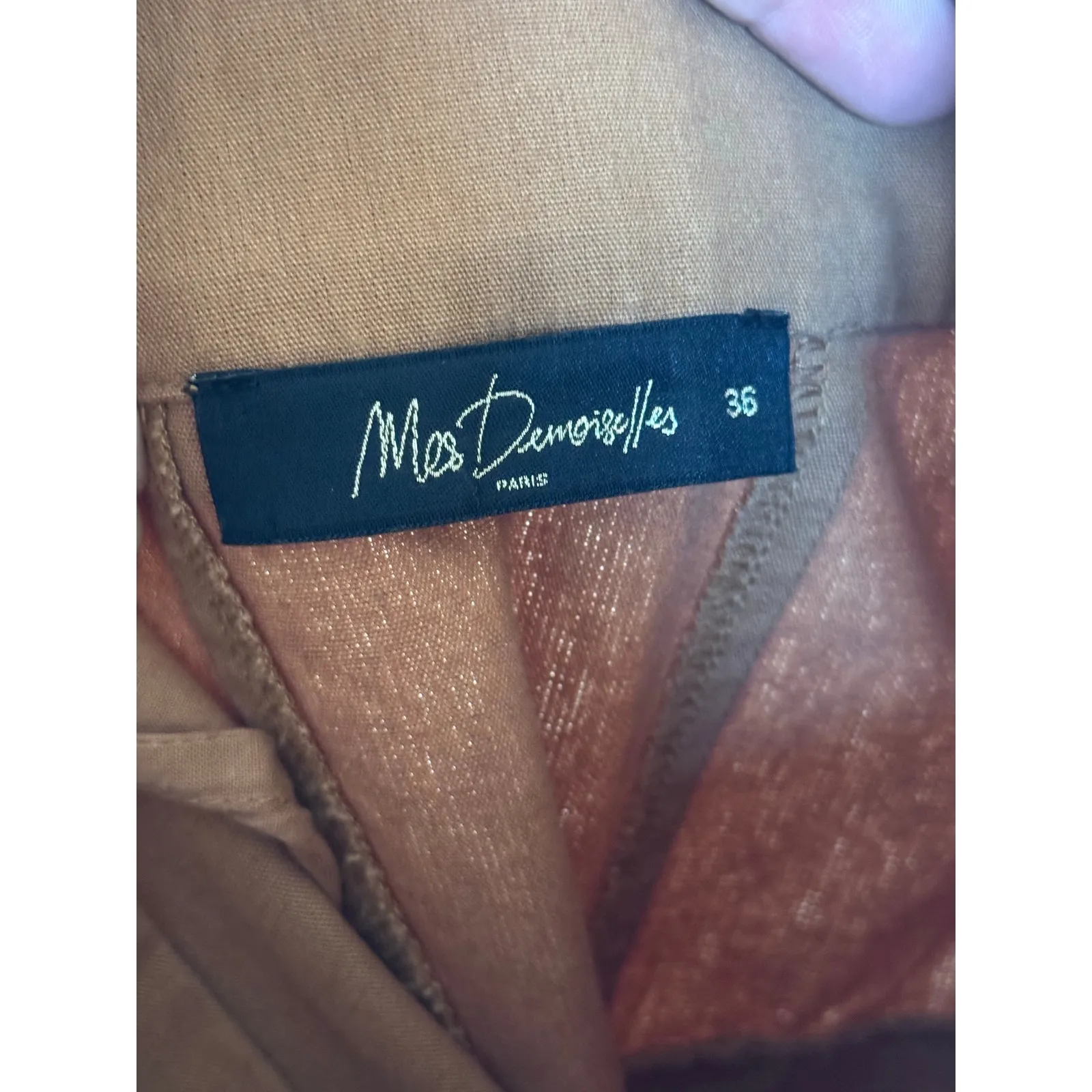 Mes Demoiselles Paris Brown Belted A Line Midi Skirt 100% Cotton Quiet Luxury - Image 5