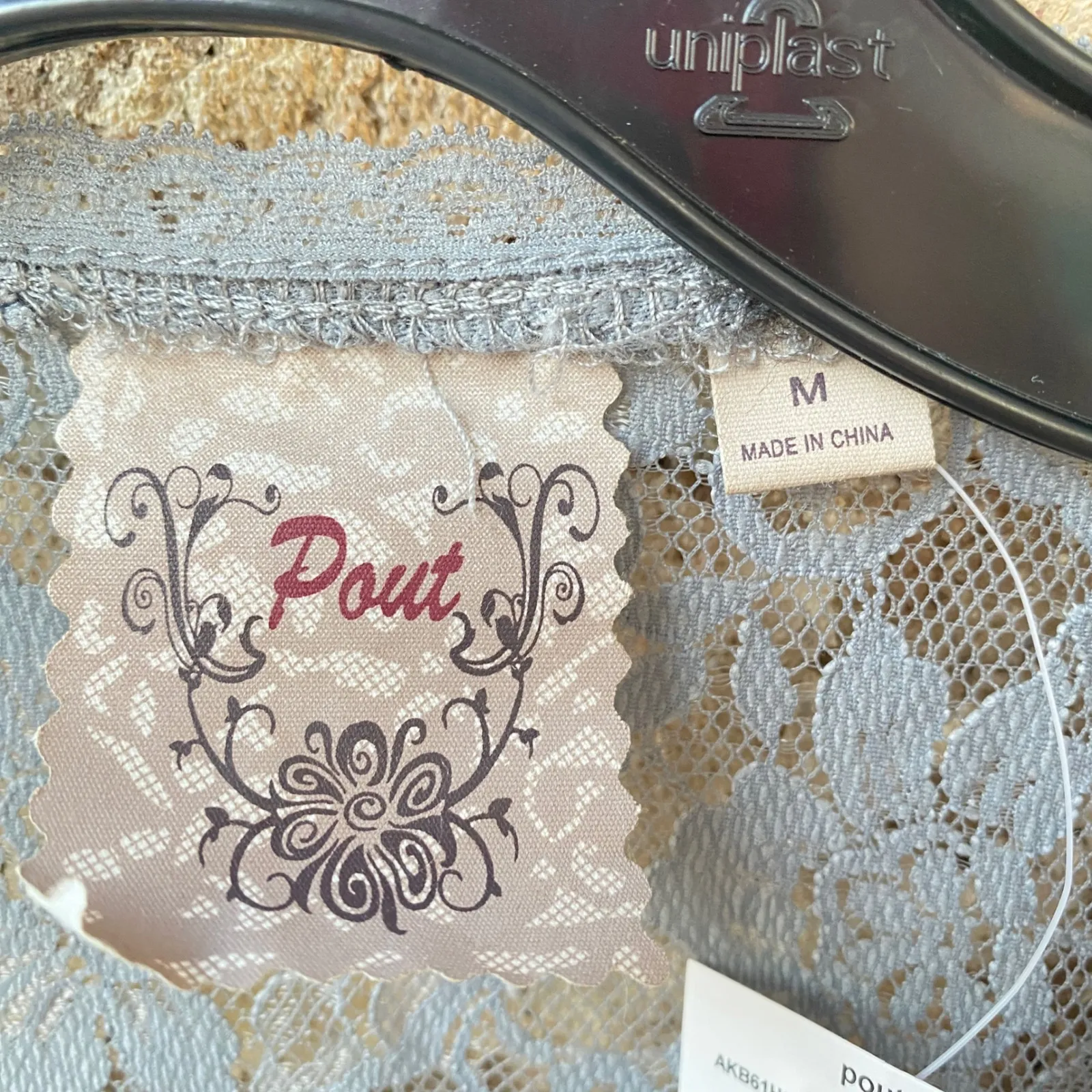 Pout Romantic Blue Floral Lace Open Front Cardigan Shrug Medium Fairycore Fairy - Image 3