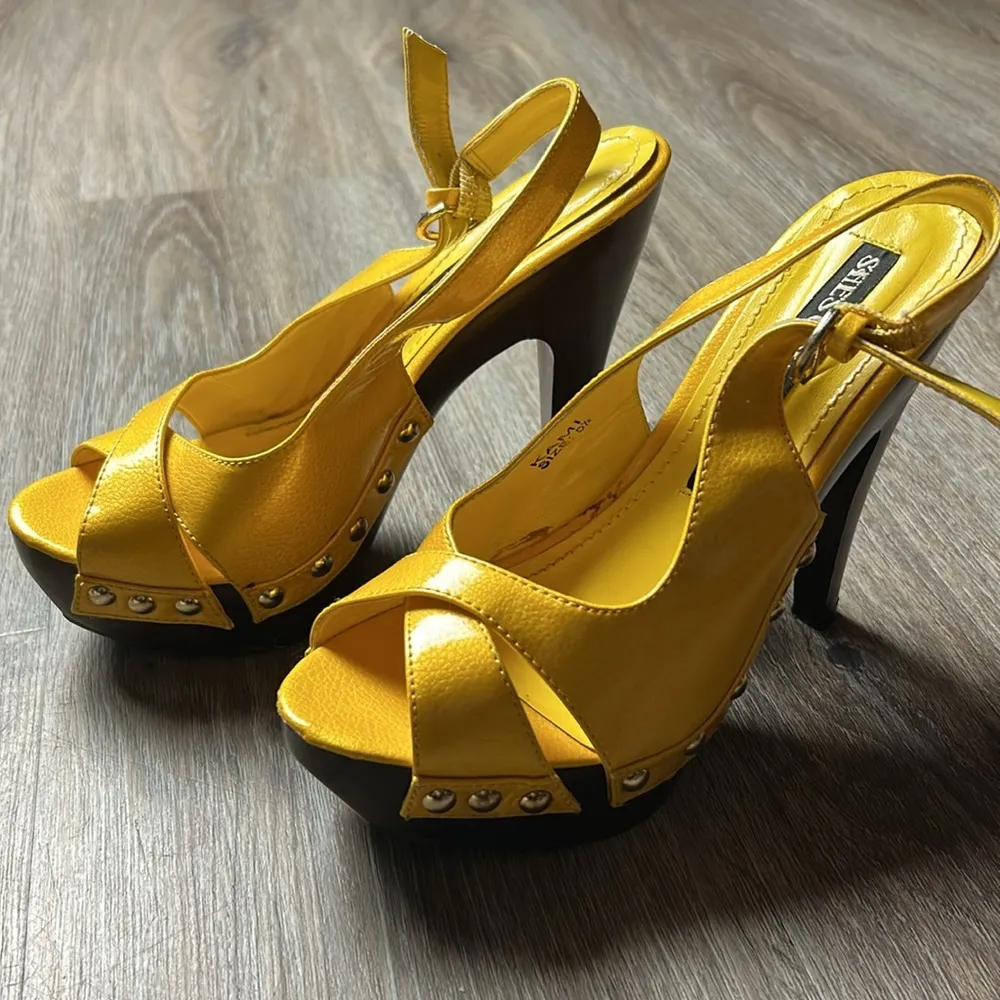 Yellow Slingback Heels by Shes Collection Size 5.5 - Image 7