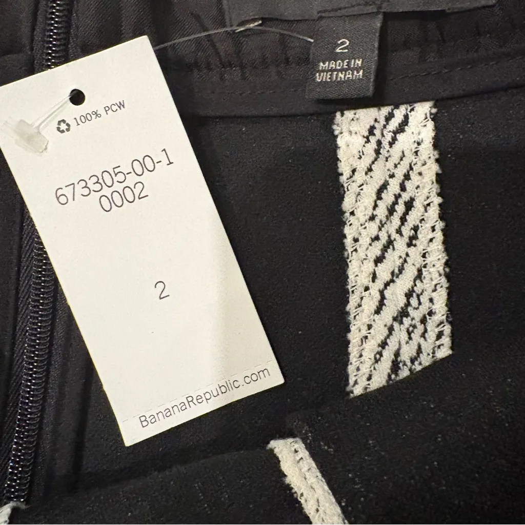 NWT, Banana Republic Flare Peplum Mini Skirt White Black, Sz 2 - Image 11