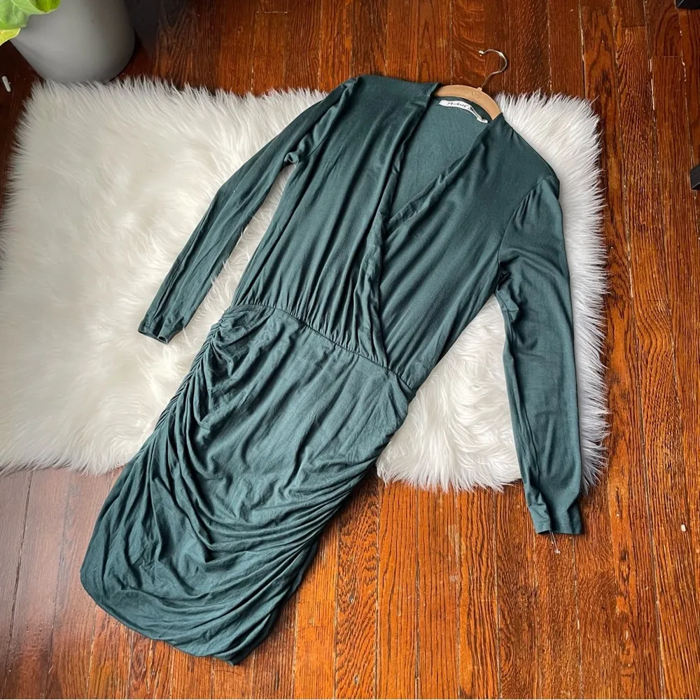 Michael Stars Green Long Sleeve Mini Dress Ruched NWOT - Image 6