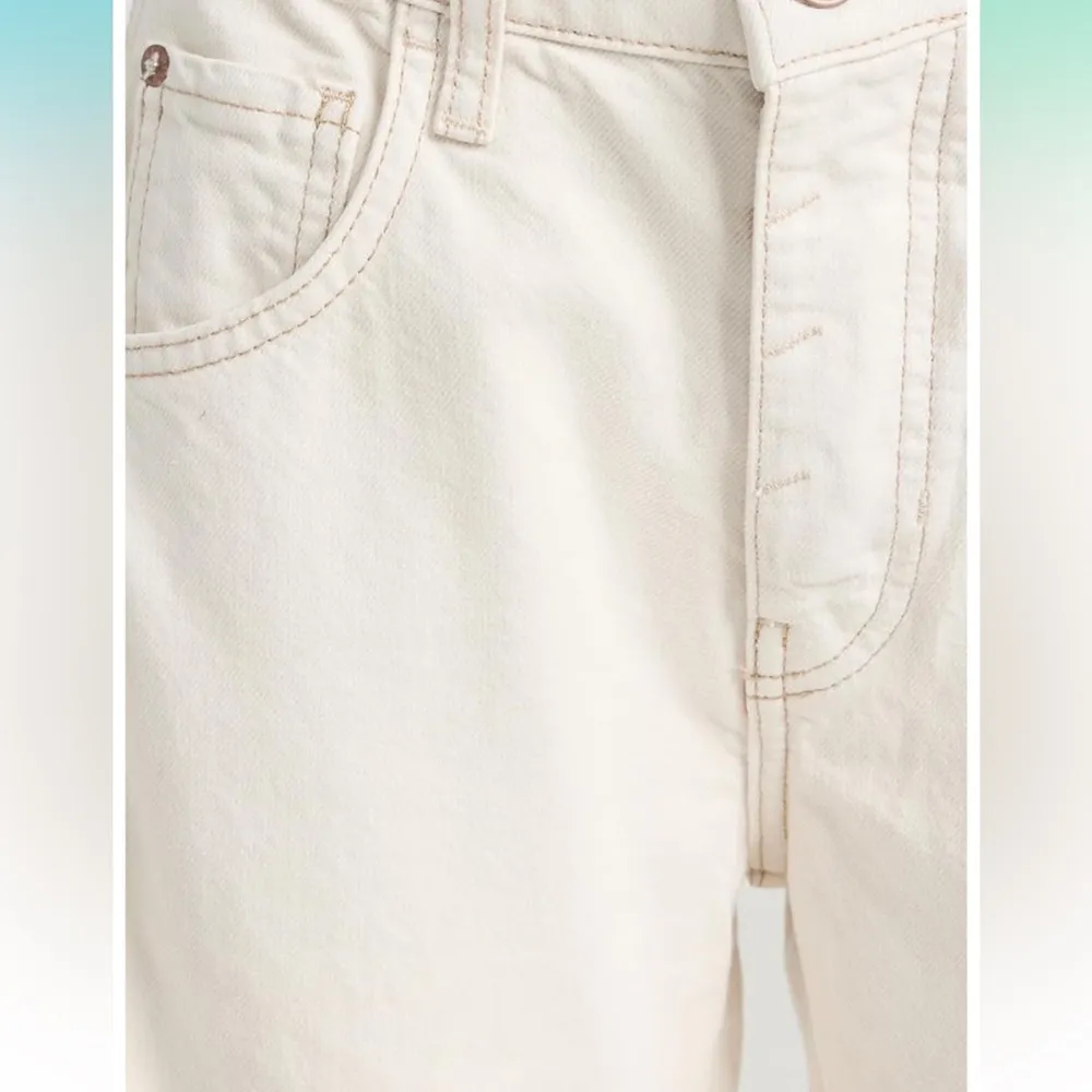 We The Free  x Free People Mid Rise Barrel Pants Denim  White Jeans | Size 27 - Image 8