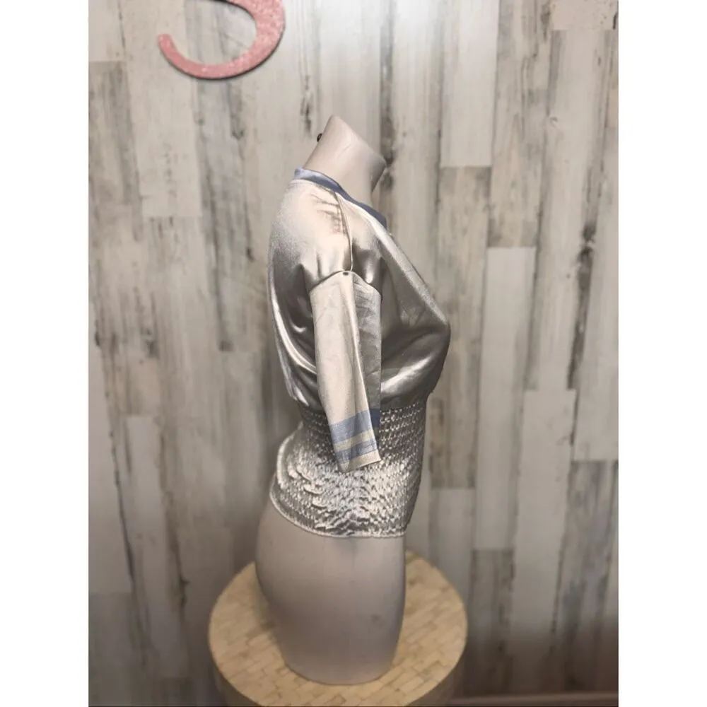 Metallic Silver “Energetic 23” Crop Top Women’s Small Shiny Football Jersey Styl White - Image 5